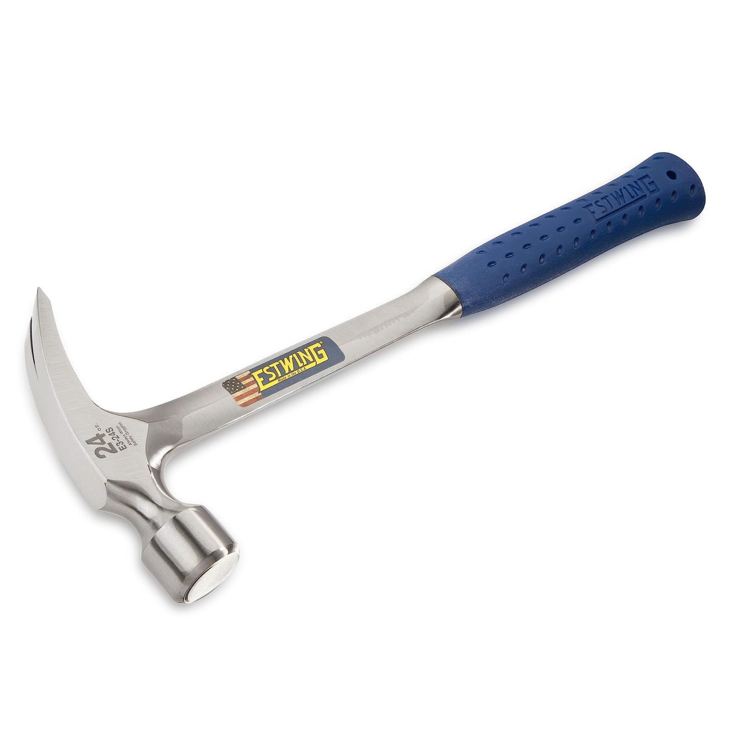 Martillo de Encuadre Estwing Azul Mango Largo Garra Recta 24 Onzas con Agarre Antivibración