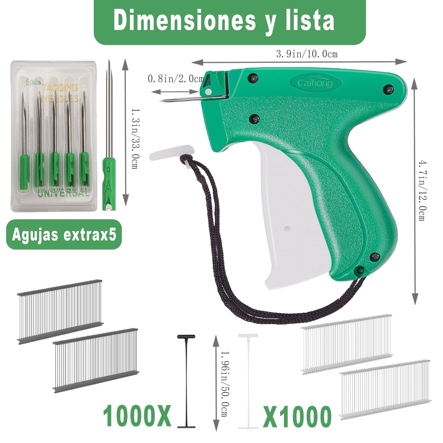 FYQOAN Pistola Etiquetadora de Ropa,Pistola para Etiquetar Ropa, Kit de Pistola de Etiquetado, Adecuada para Almacén de Supermercado Doméstico (5 Agujas de Metal, 2000 Púas)