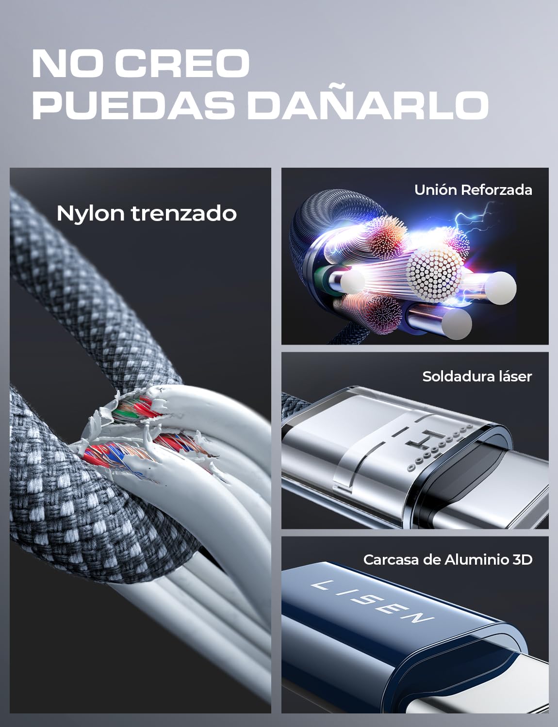 LISEN 240W Cable USB C a USB C PD 3.1 48V 5A, 2M 2 Unidades Cable Tipo C Carga Rápida 140W 100W 60W, Compatible con Galaxy S25/S24/S23 Ultra, Macbook Pro, iPhone 16/15 Pro Max, iPad Air Mini 7, Xiaomi
