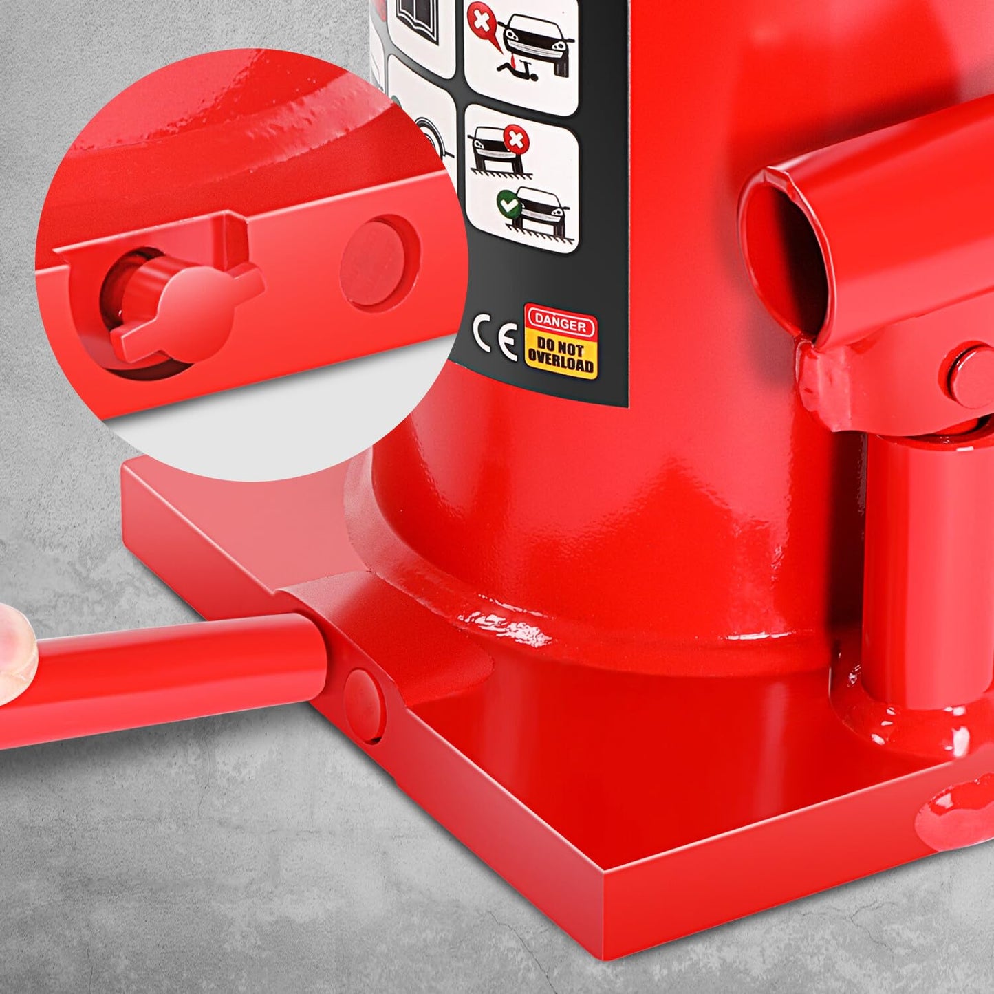 DNA MOTORING - Botella hidráulica soldada con autógena para reparación de vehículos, camionetas, camionetas, con Mango Manual, Rojo, 25 toneladas / 55.000 Libras