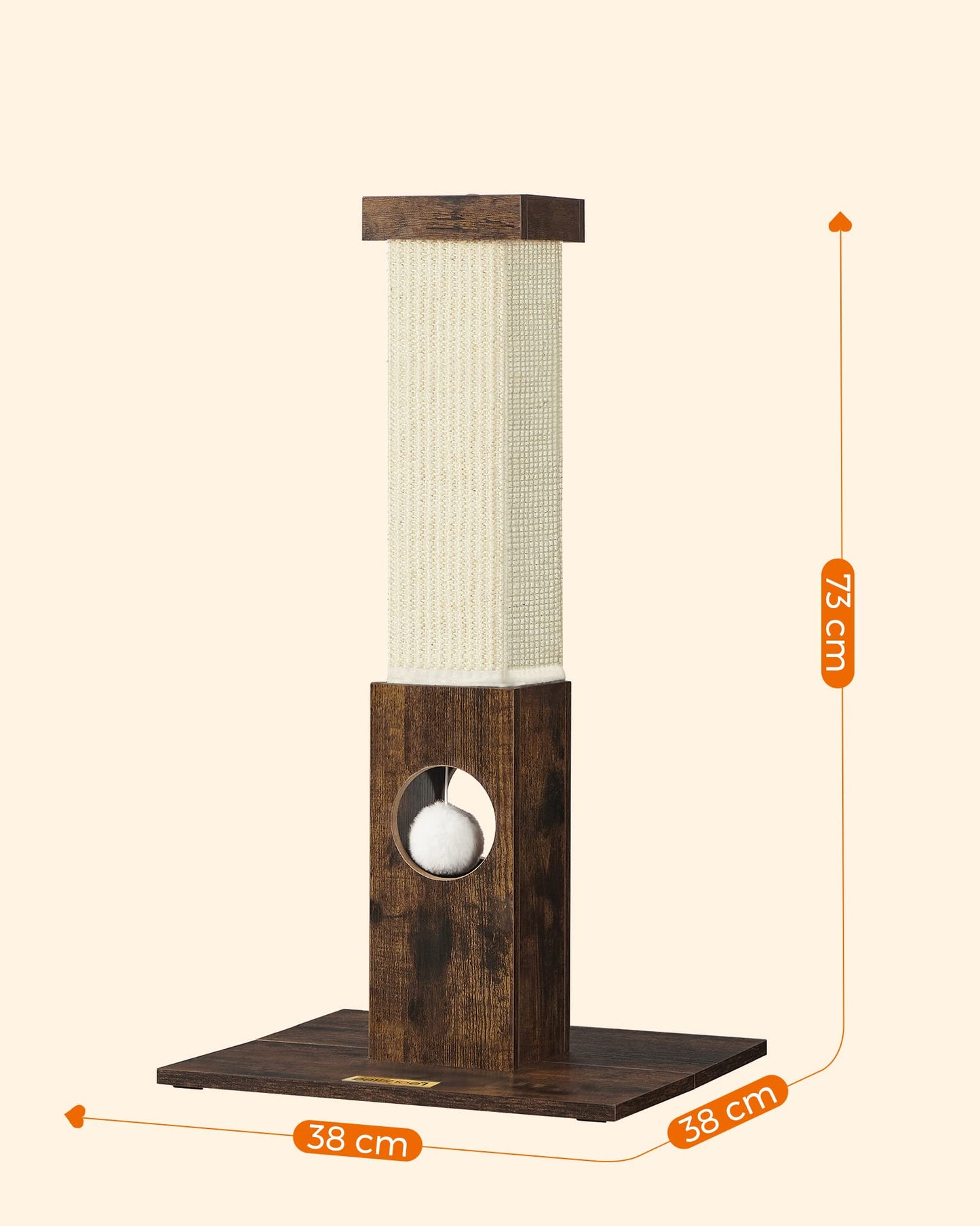 Feandrea Poste de Rascado para Gatos, 73 cm, Rascador de Sisal, Marrón Rústico MPCA021X01