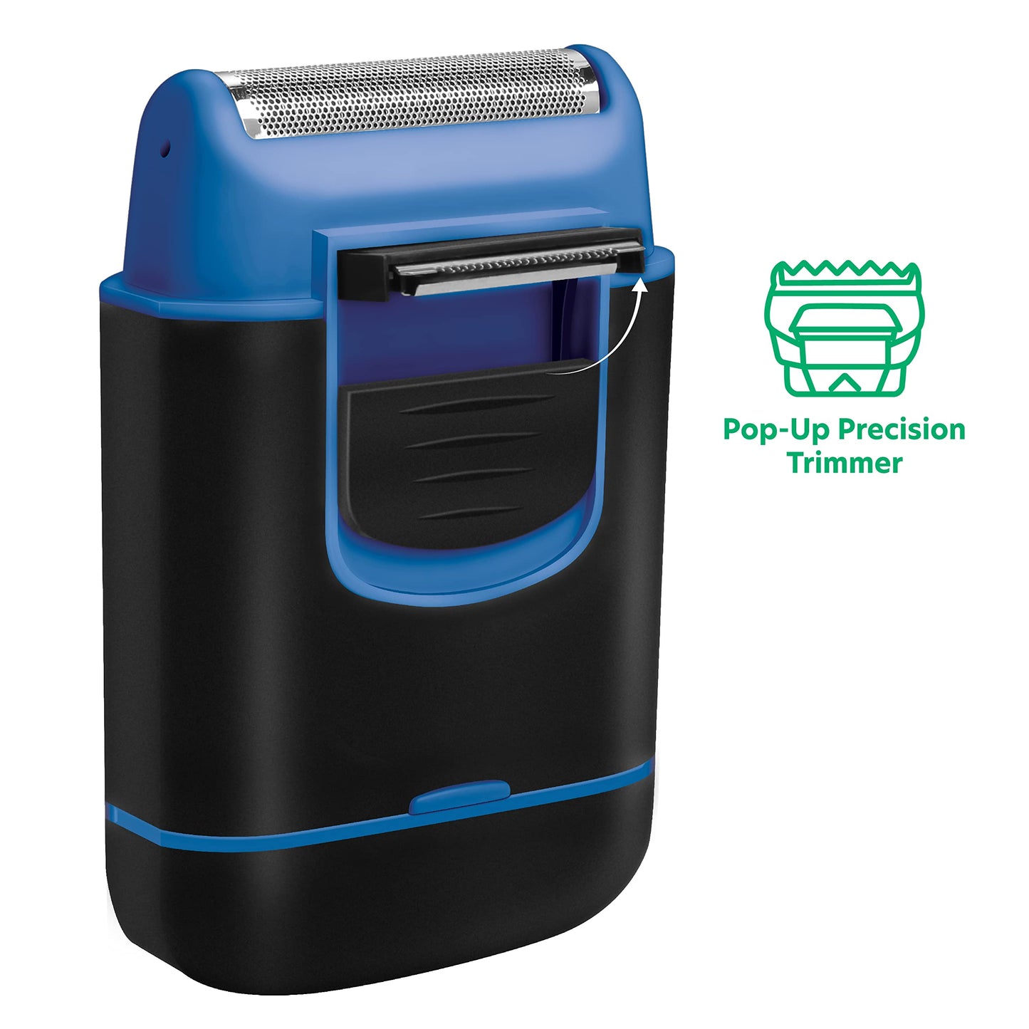 ChargeWorx - Afeitadora de papel de aluminio para hombres, maquinilla de afeitar eléctrica inalámbrica con recortadora de precisión emergente, ligera que funciona con pilas para piel sensible