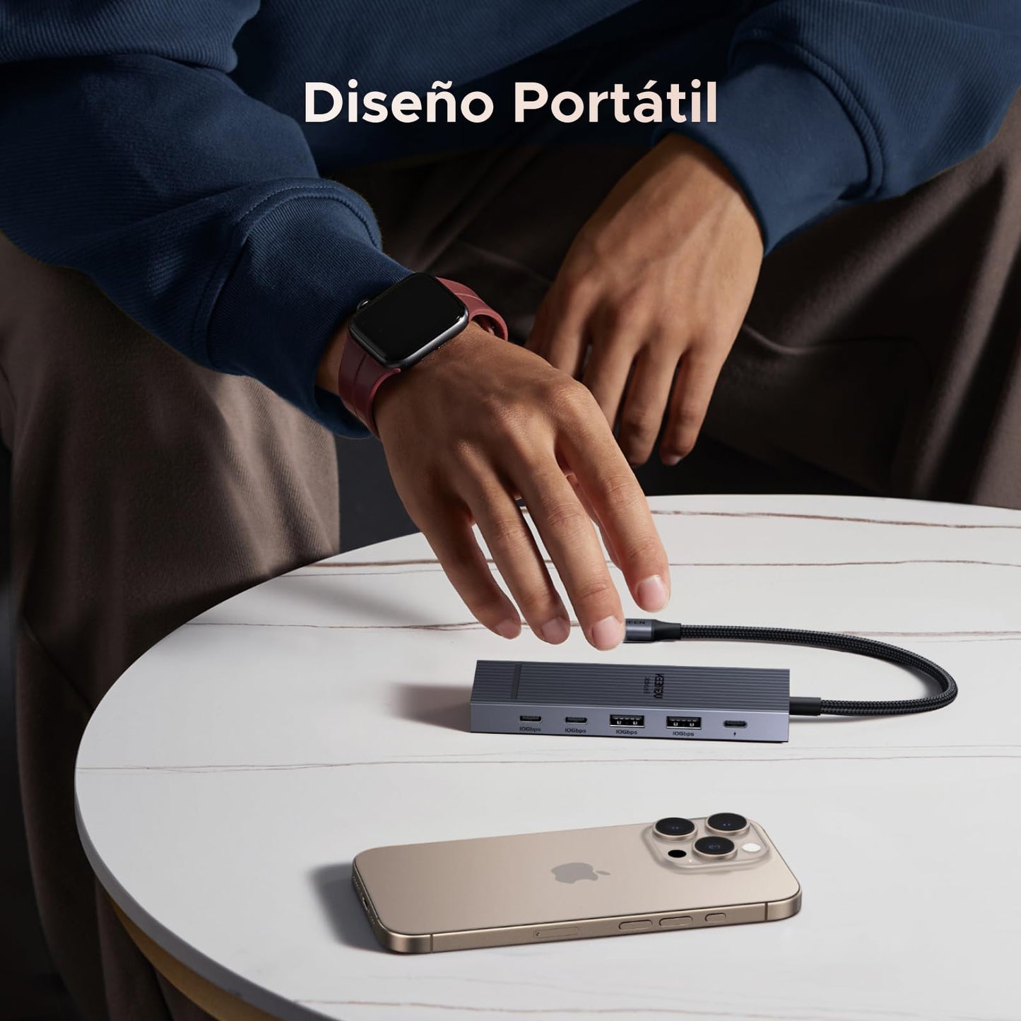 Adaptador Hub USB C UGREEN Gris con HDMI 4K y Carga 100W para MacBook y Más Dispositivos Tipo C
