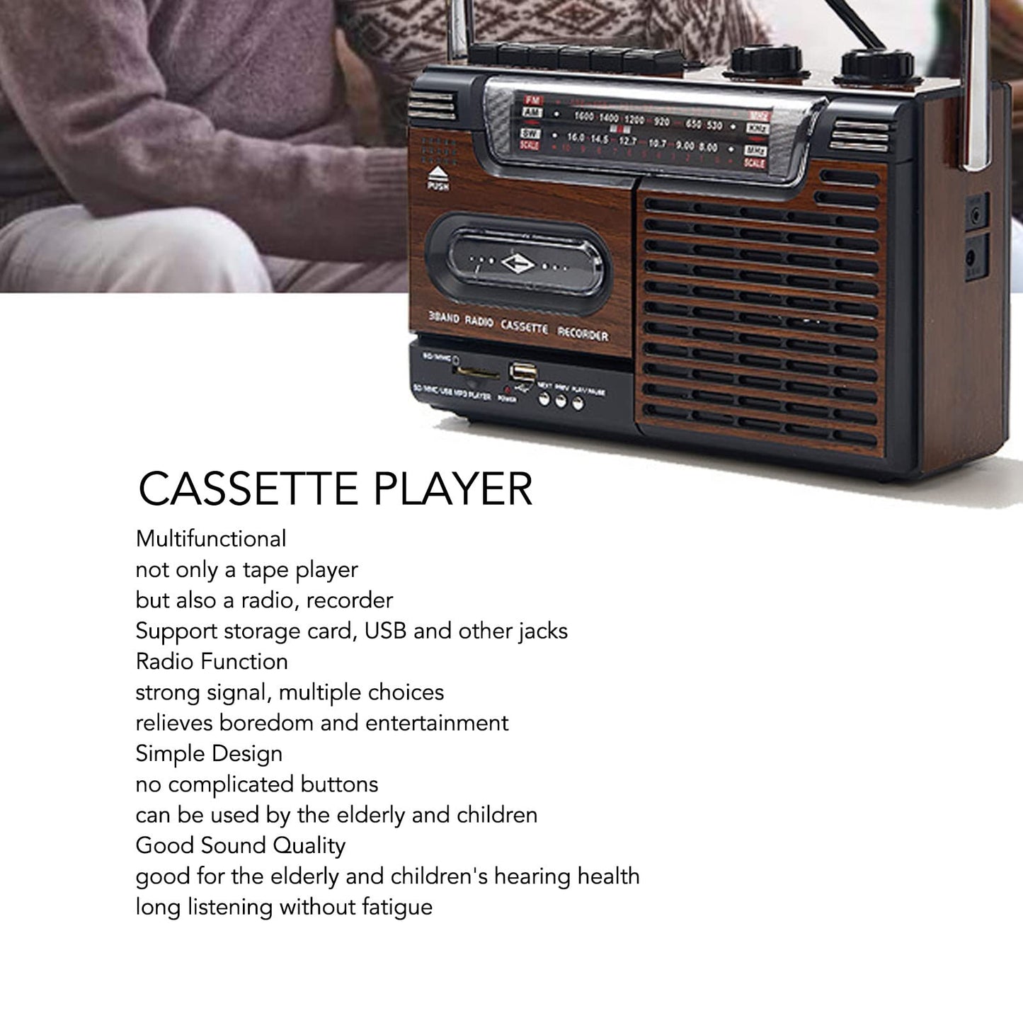 Actualice el Combo de Reproductor de CD y Casete TR621 con Control Remoto, Radio AM FM Portátil Boombox, Sonido Estéreo del Reproductor MP3, USB, Puerto TF, para la Familia