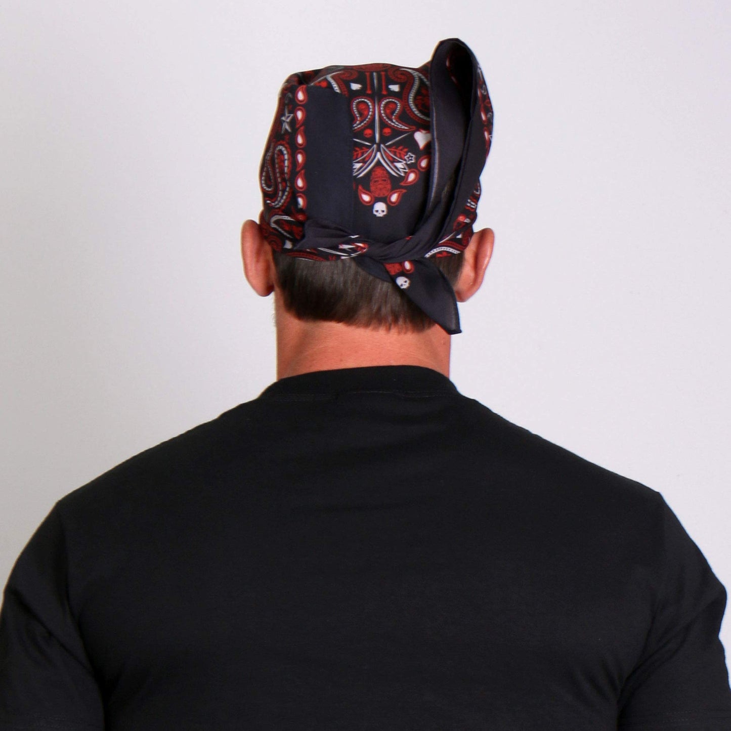 Hot Leathers - Bandana de calavera de cachemira (negro/rojo, 21 x 21 pulgadas)