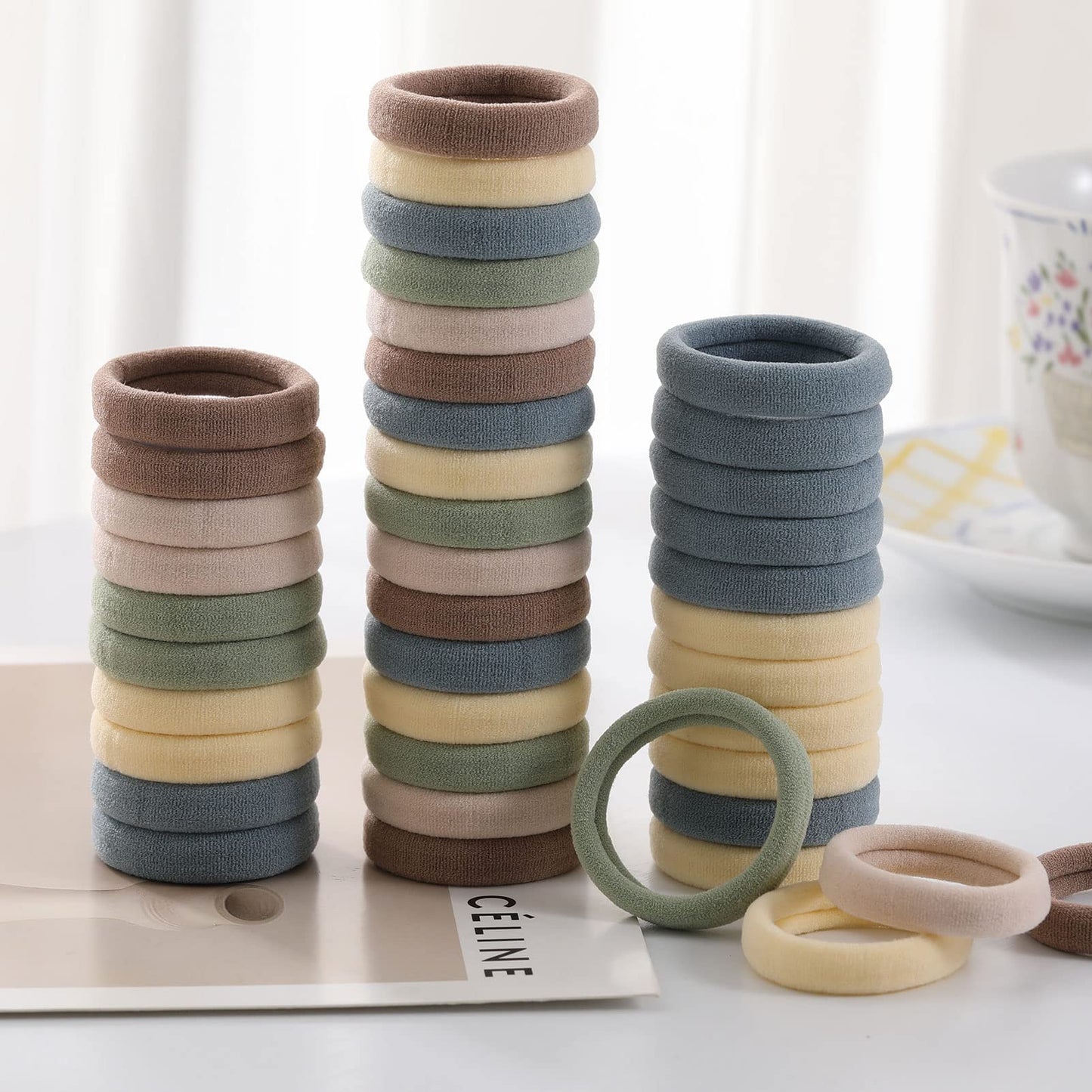 Paquete de 100 Ligas Elásticas para Cabello en Color Claro: Scrunchies Sin Costura de Algodón para Coleta y Niñas - Accesorios de Pelo Profesionales