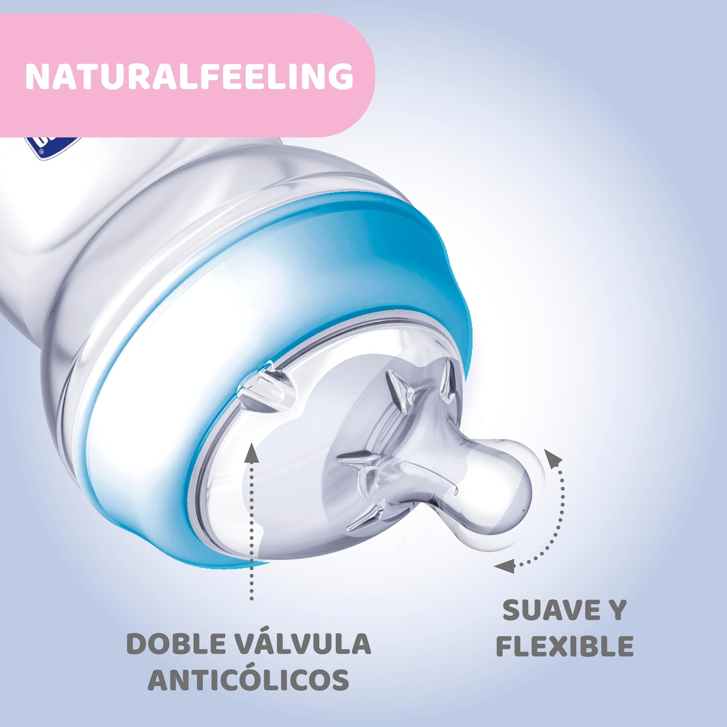 Chicco biberón Natural Feeling 250 ml azul para bebés, 1 Unidad