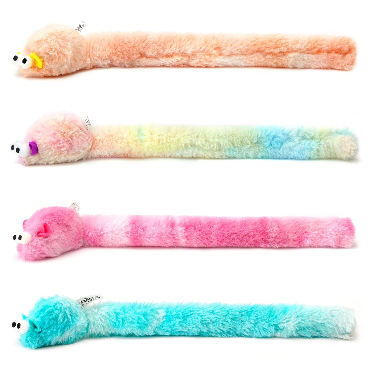 Chiwava 4 Paquetes de 15 Pulgadas de Largo Suave Felpa Gatos Juguetes Ratones con Sonido de Campana, pequeño Mouse de Actividad Interactivo