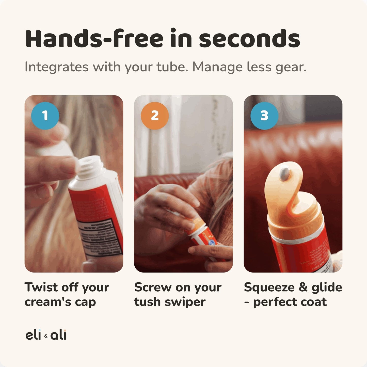 Eli & Ali Tush Swiper - Diaper Rash Cream & Butt Paste Applicator - Fits Most Diaper Creams | Mess-Free & Hygienic Alternative to Cream Spatula - Carry Less Baby Gear - Orange, 2 Pack