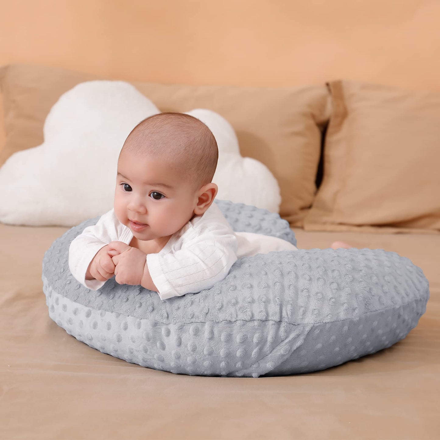 Funda de almohada para lactancia y posicionador para lactancia materna y alimentación con biberón, apoyo para bebé, tiempo de barriga, soporte para sentarse al bebé, soporte para despertarlo, solo