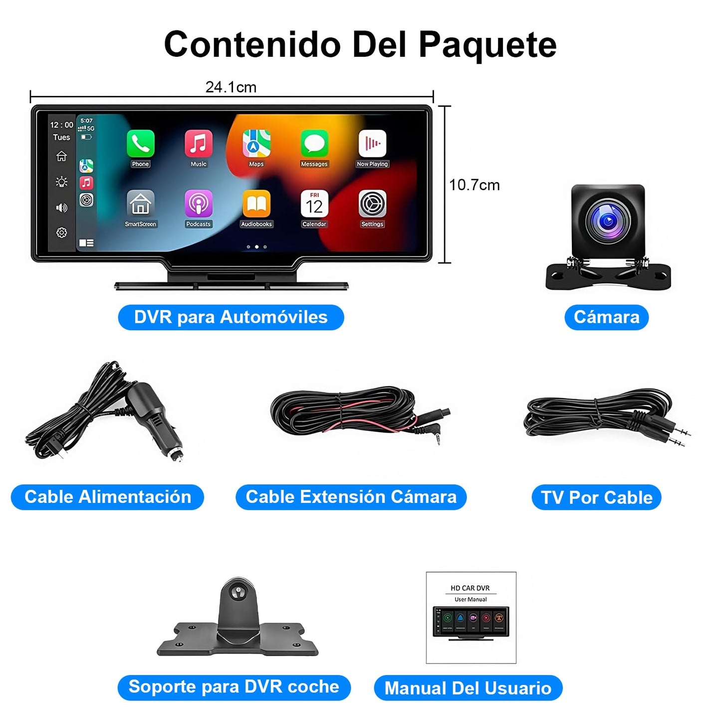 Estéreo para Automóvil de 10.3 '', Incluye Cámara Frontal 4K y Trasera