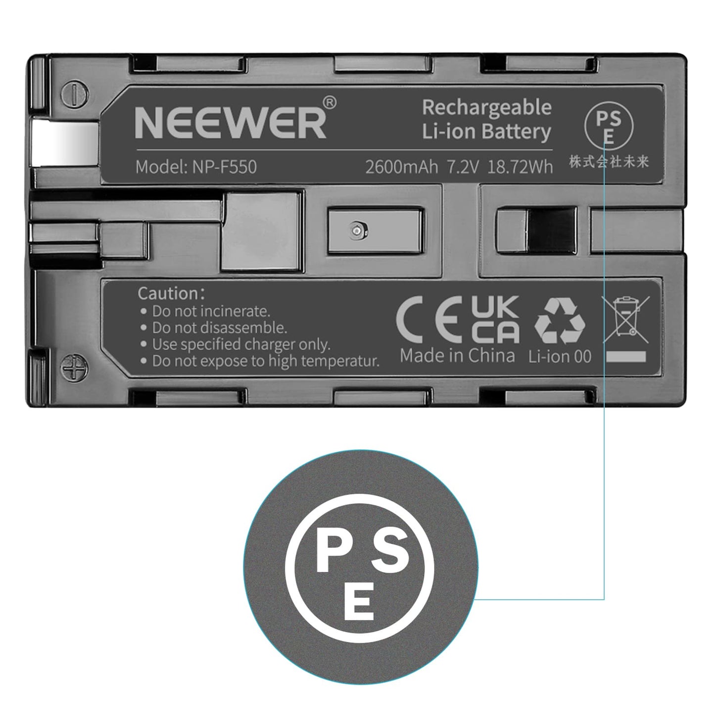 Batería Recargable Li-Ion NEEWER 7,2V 2600mAh para Sony NP-F550 LED y Cámara Vídeo