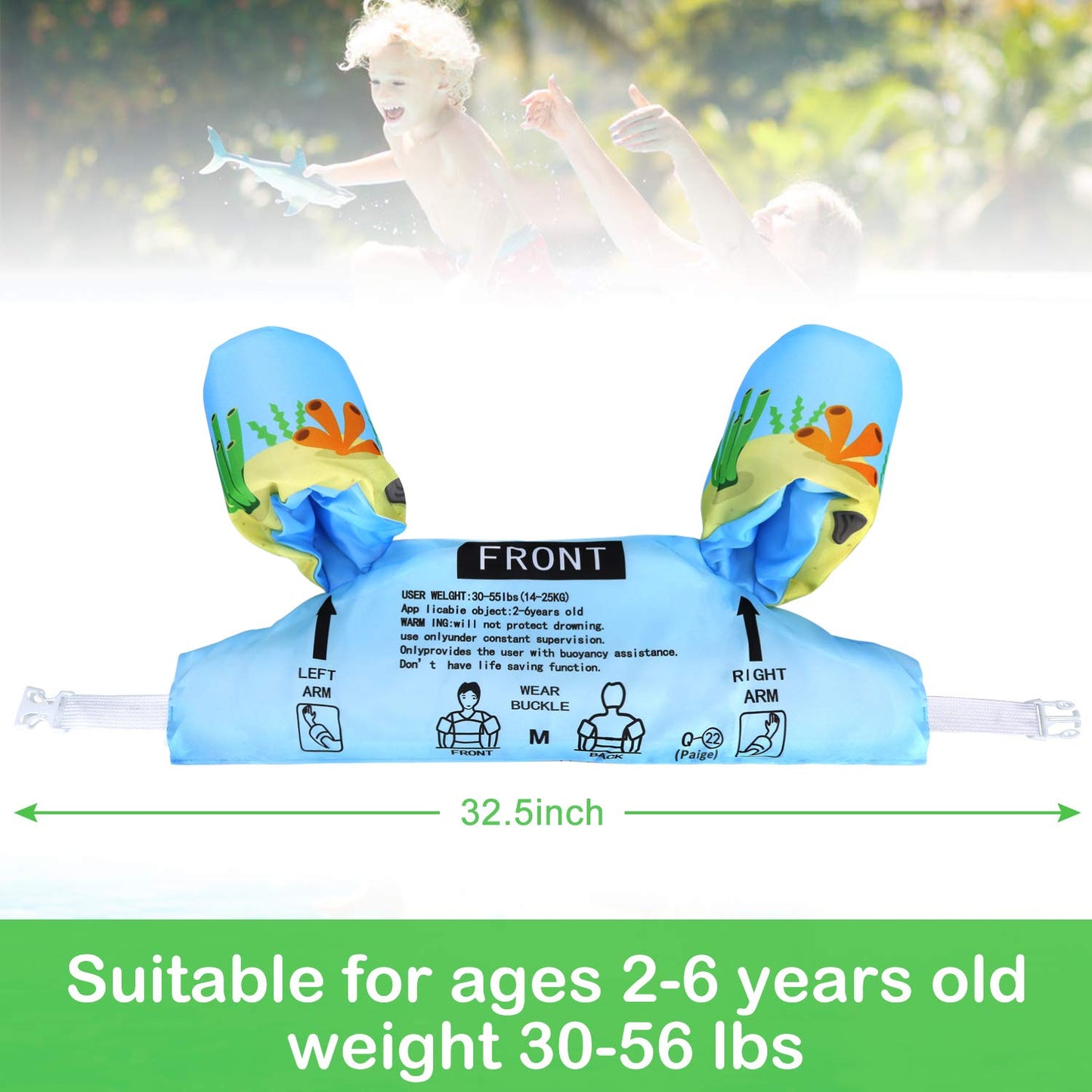 Biange - Chaleco de natación con flotador para niños, 20 a 50 lbs, aprende a nadar en piscinas, playas o barcos