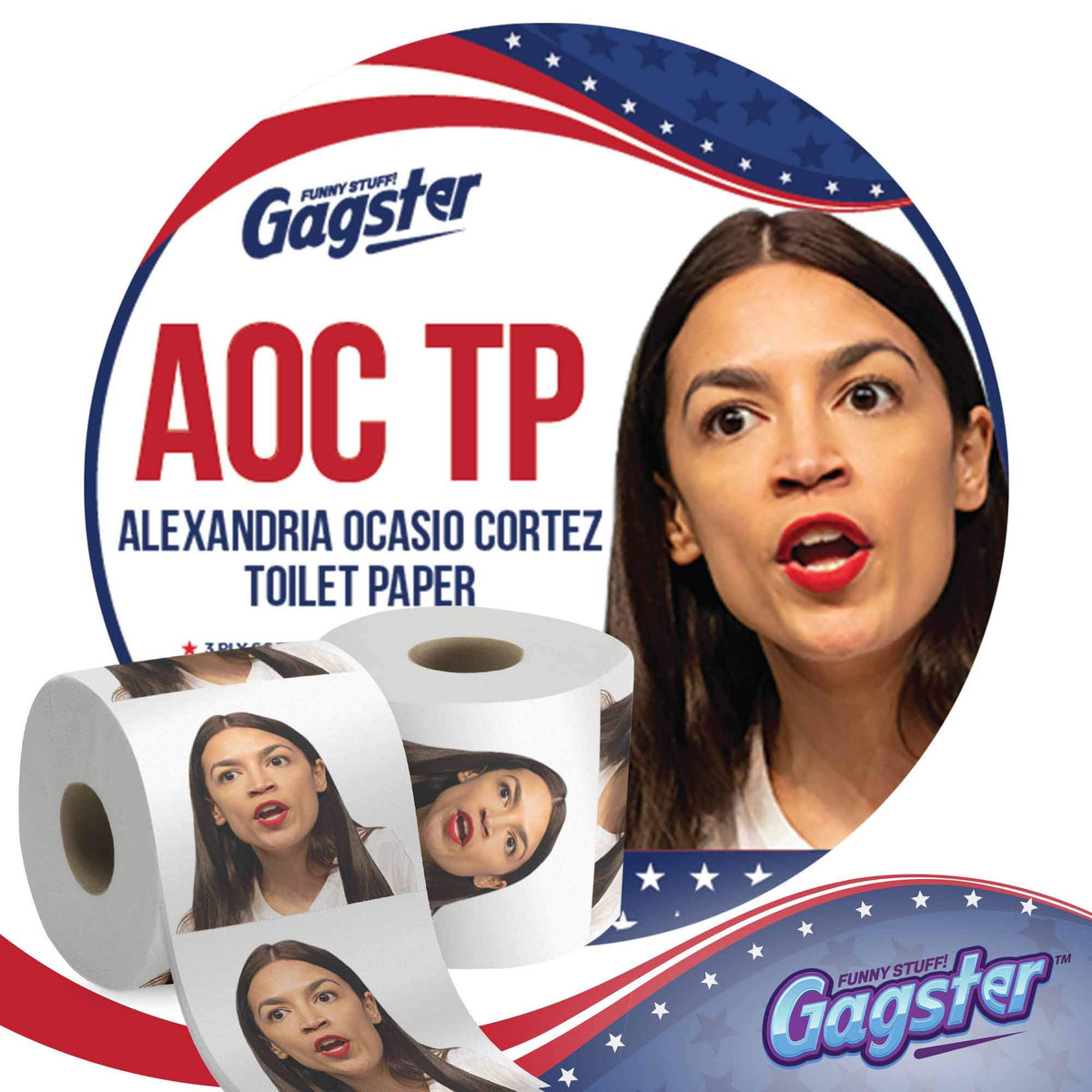 Rollo de Papel Higiénico Gagster Político Divertida Broma con Imagen AOC
