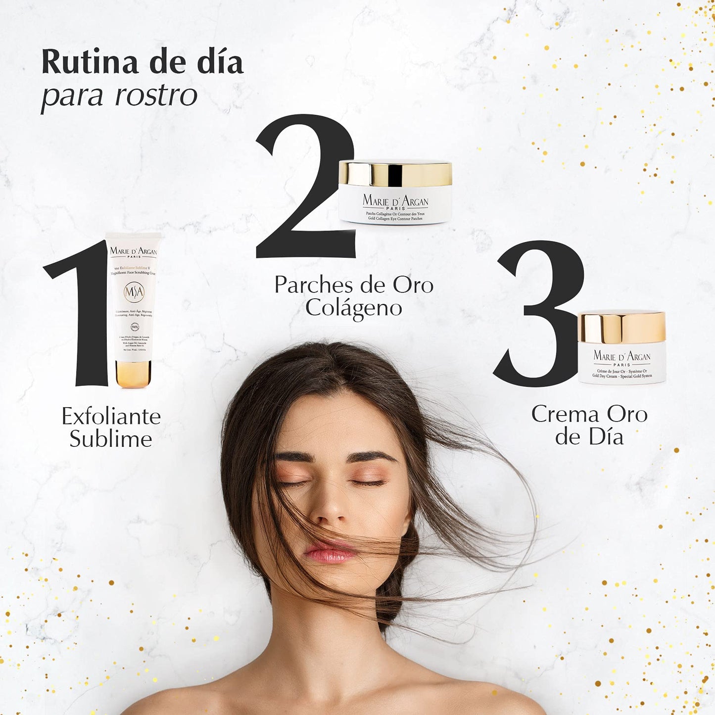 Crema Facial Oro de Día Marie d'Argan, con Oro 24k, Hidratante, Piel Grasa, Piel Seca, Piel Normal, Rejuvenecedora, Textura Ligera