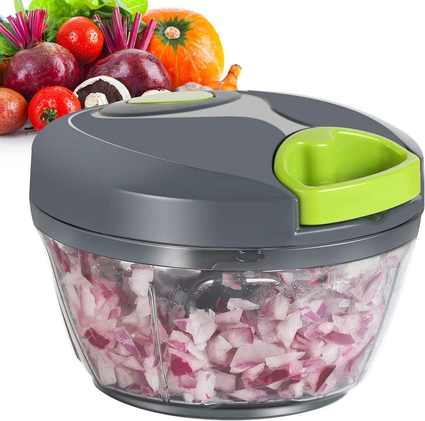 U Chef Procesador Manual de Alimentos 2 en 1, Molinillo de ajo, Picadora de Verduras, Picador de cebolla, Cortador de Verduras de Cocina portátil de 550 ml (Chico)