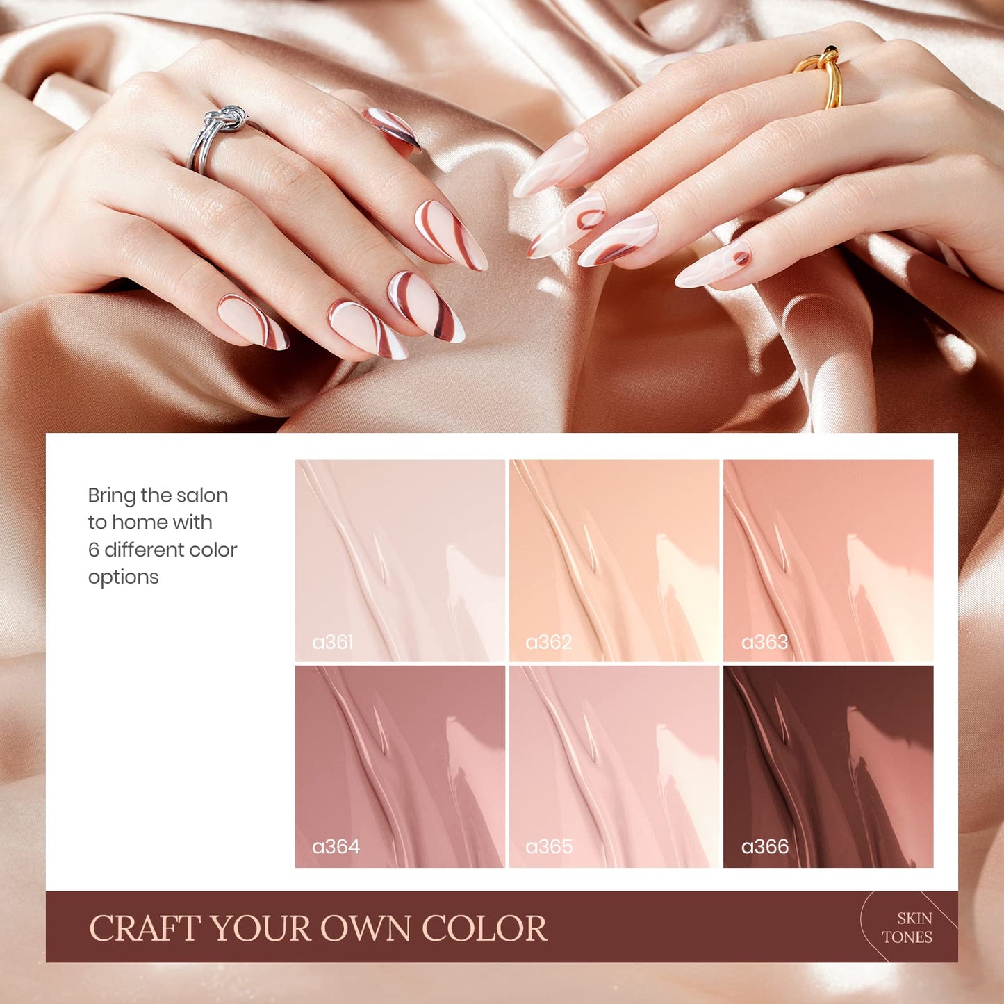 Beetles Esmalte en Gel Kit-Juego de 6 Colores de Esmalte de Gel Desnudo Todas Las Estaciones Tonos de Piel Rosa Marrón Gel de Uñas Neutro Kit De Uñas de Gel Con Empapa Lámpara LED Regalo de Manicura DIY Para Mujeres