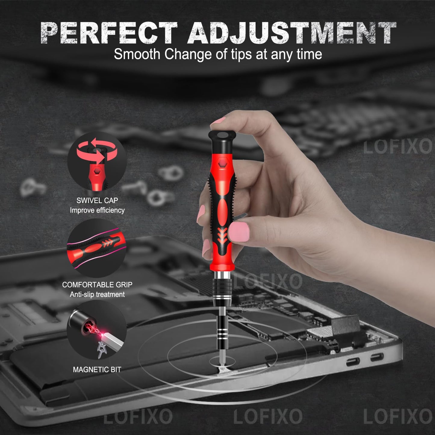 LOFIXO Juego de Destornilladores,Kit desarmadores pequeños 133pc,Desarmador torx triwing Plano Cruz Estrella Gamer multipuntas de Precision para Nintendo Switch celulares Laptop