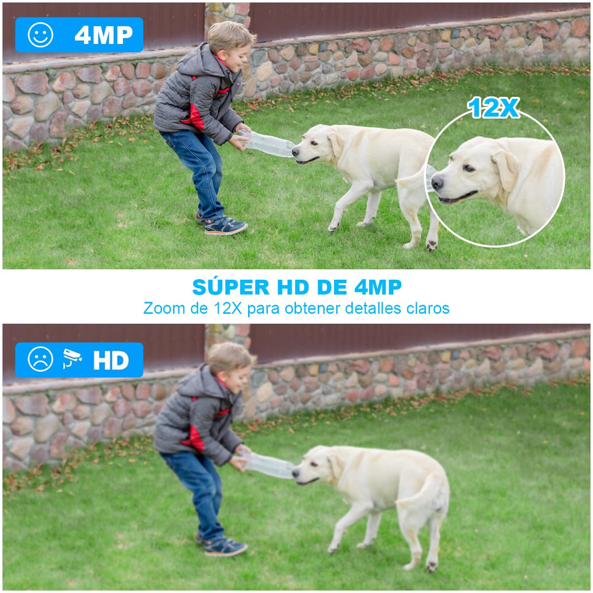 Cámara de Seguridad EASYTAO Exterior WiFi 2.5K 4MP con Visión Nocturna y Audio Bidireccional