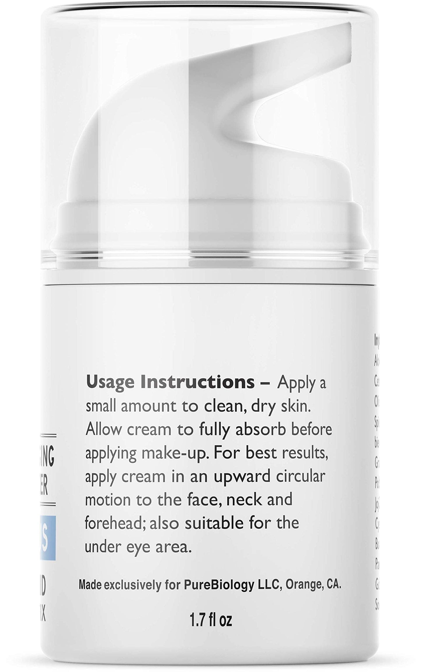 Pure Biology Retinol Moisturizer Cream with Hyaluronic Acid, Vitamins B5, E & Breakthrough Anti Aging, Anti Wrinkle Complex – Face & Eye Skin Care for Men & Women, All Skin Types, 1.7 OZ