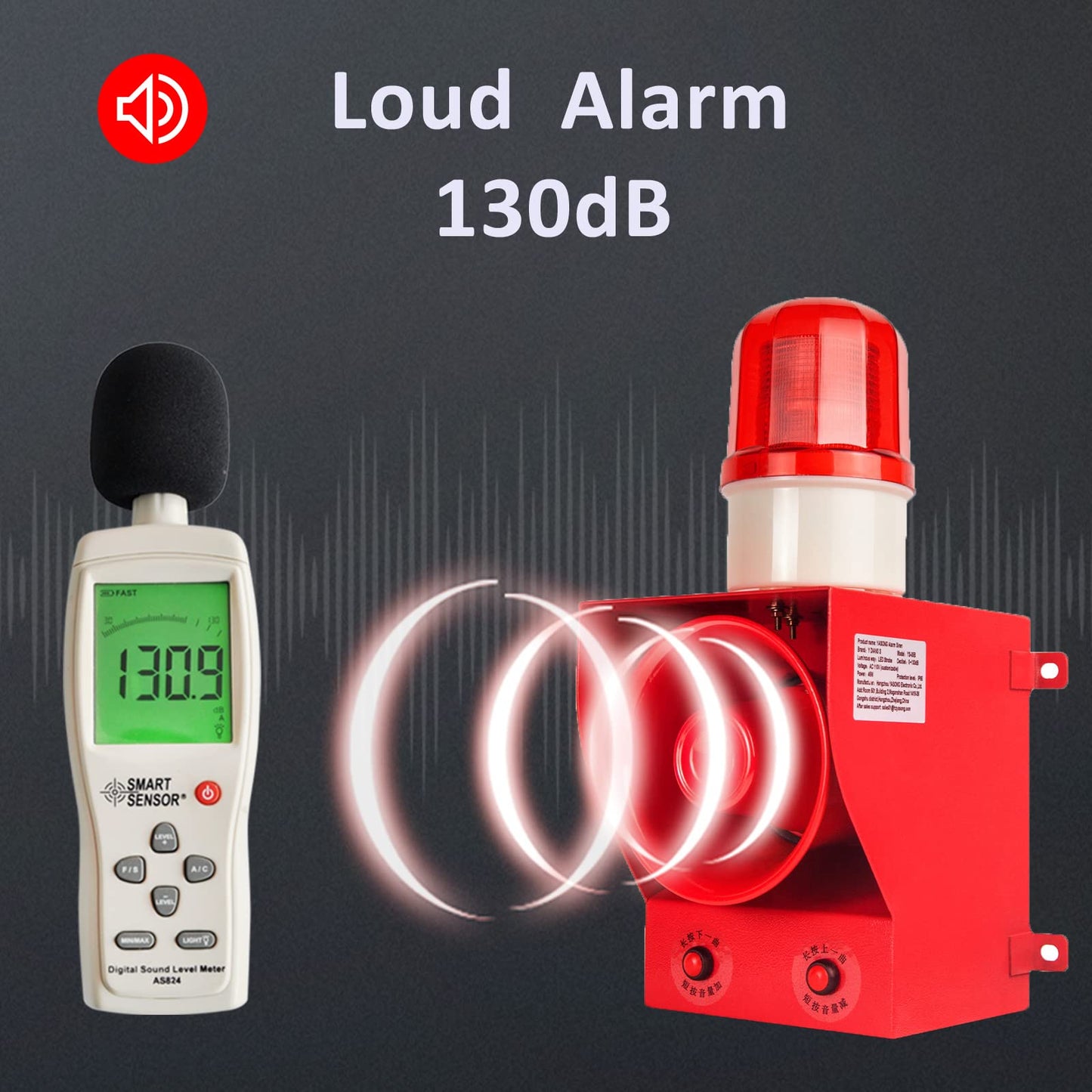 Alarma de Sirena YASONG 130dB Regulable para Entornos Ruidosos e Incendios