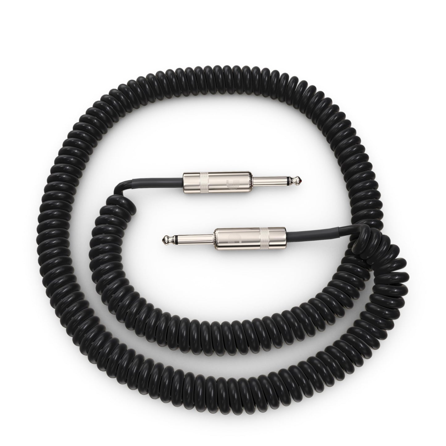 D'Addario Guitar Cable - Guitar Lead - Instrument Cable - Guitar Accessories - Custom Series Coiled Cable - 30 Feet/9.14 Meters - Black - 1 Pack