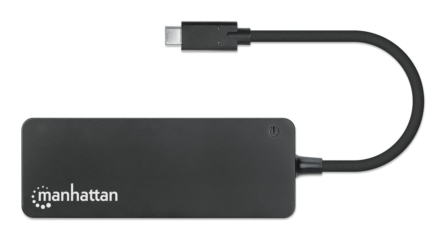 Manhattan 168410 Hub USB-C con 7 Puertos USB-A 3.2, Transferencia Rápida de 5 Gbps, Alimentación por Bus, Transferencia de Datos a 5 Gbps, Diseño Compacto, Negro