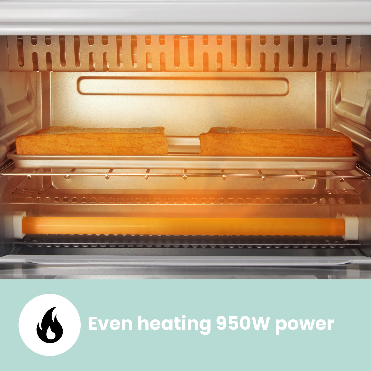 COMFEE' - Encimera de horno tostador pequeño, 4 rebanadas, mini horno para pizza de 9 pulgadas, horno compacto, 2 estantes para tostar, hornear, asar, 950 W, negro, CTO-E101A (BK)