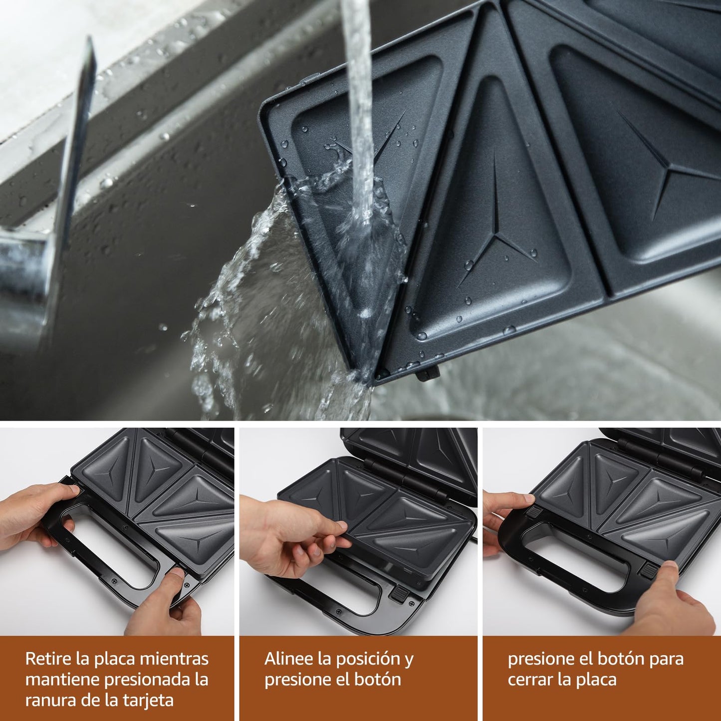 Aigostar Sandwichera Electrica 4 en 1, prensa de panini de doble cara, Recubrimiento Antiadherente, Con luz indicadora y fácil de limpiar, Termostato.