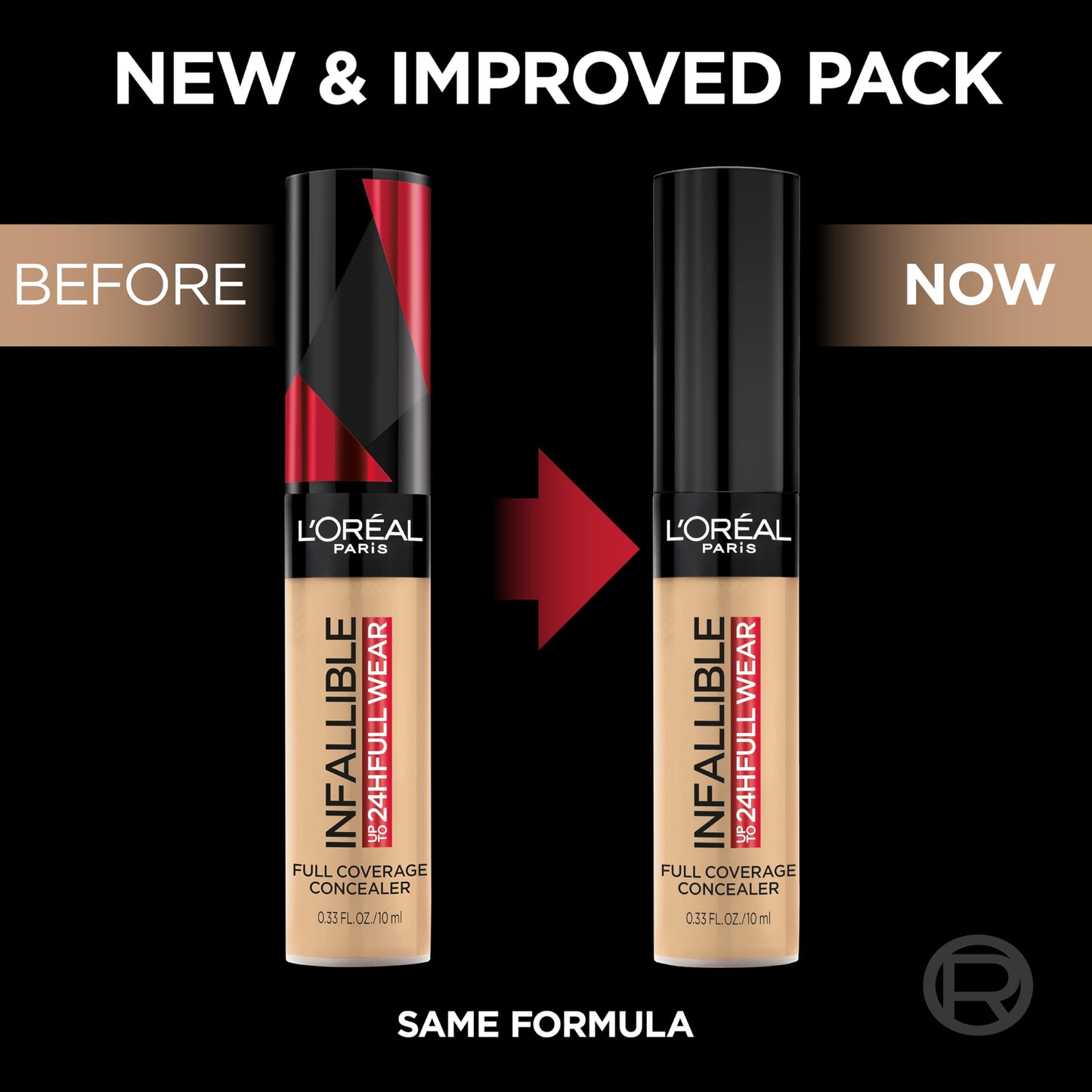 L'oreal Paris Cosmetics Infallible Corrector de uso completo, impermeable, cobertura completa, vainilla, 0.33 onzas líquidas, Latte, 0.33 Fluid Ounce
