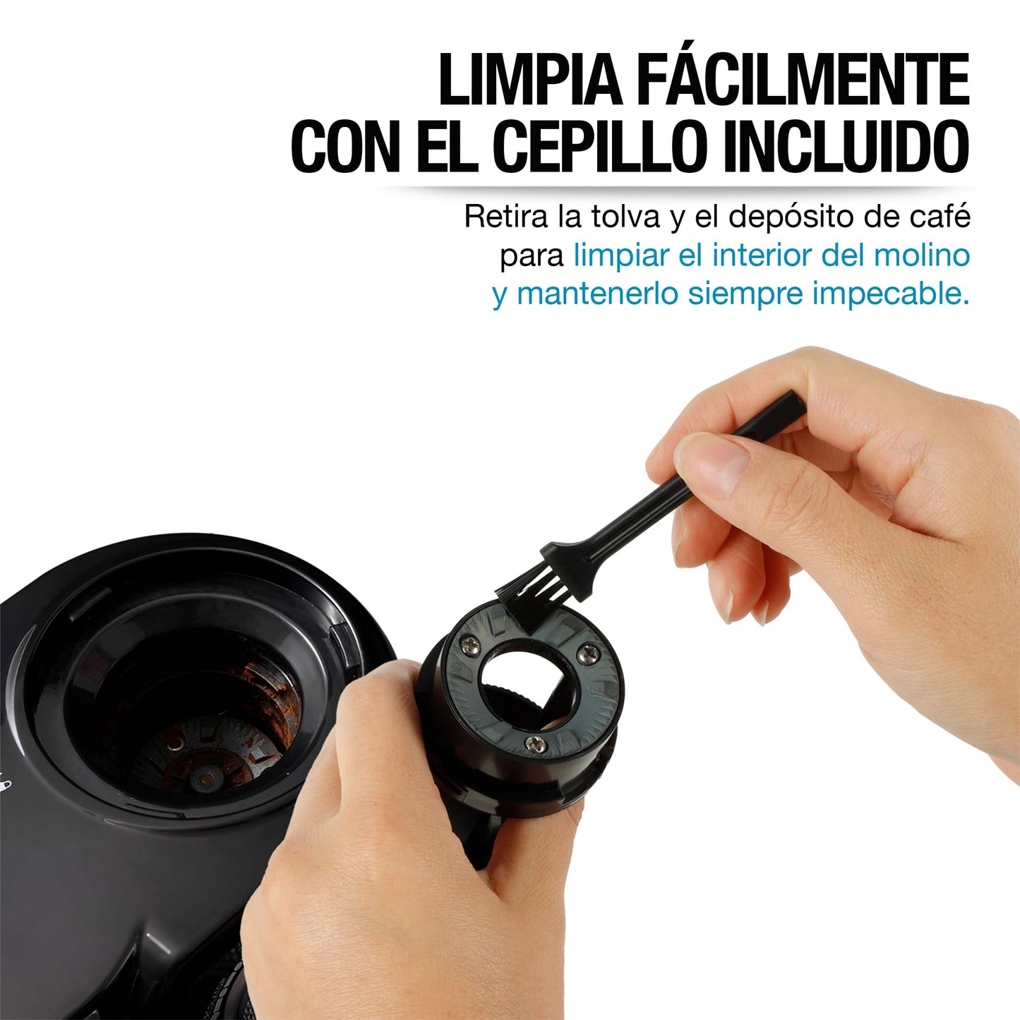 CASA LITUS Molino de Café Eléctrico Profesional 200gr, Moledor de Café en Grano 18 Niveles de Molienda: Espresso, Prensa Francesa, Cafetera, Cafetera Italiana (Moka), Cuchillas de Acero Inoxidable