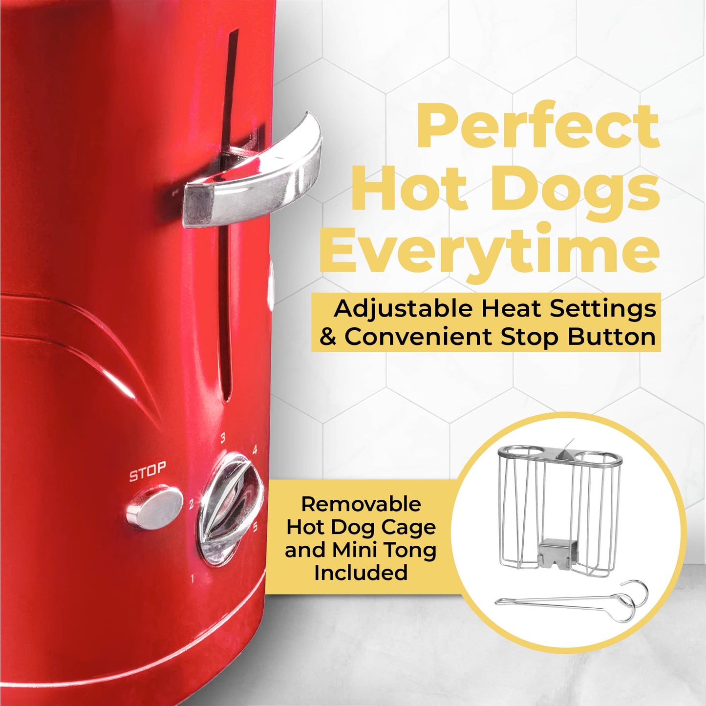 Nostalgia hdt600retrored Retro Series Pop-up Hot Dog tostador, rojo