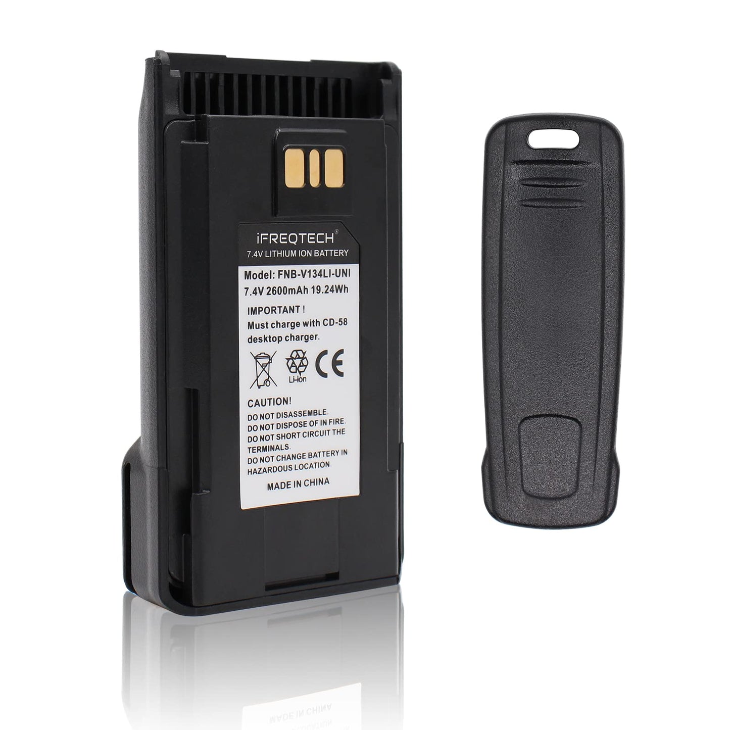 IFREQTECH FNB-V134LI Batería para Vertex Standard VX-260 VX-261 VX-264 EVX-261 VX-451 VX-454 VX-459 con Clip para Correa Radio portátil 2600 mAh