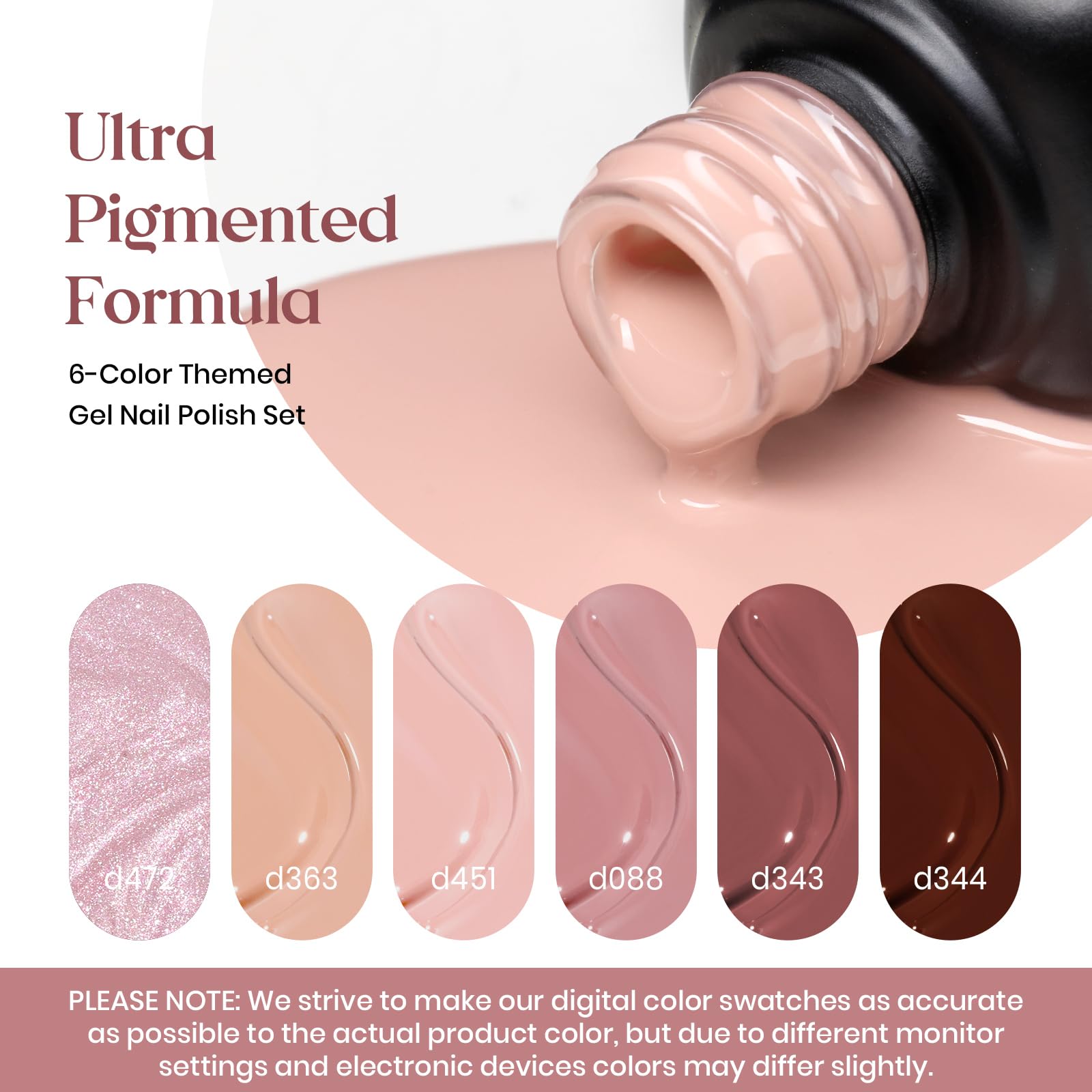 Escarabajos - Juego de 6 esmaltes de uñas en gel, color nude, sinfonía, purpurina, neutro, rosa, marrón, nude, esmalte de uñas en gel, remojo, lámpara UV LED, diseño de arte de uñas, tono de piel, regalo casero