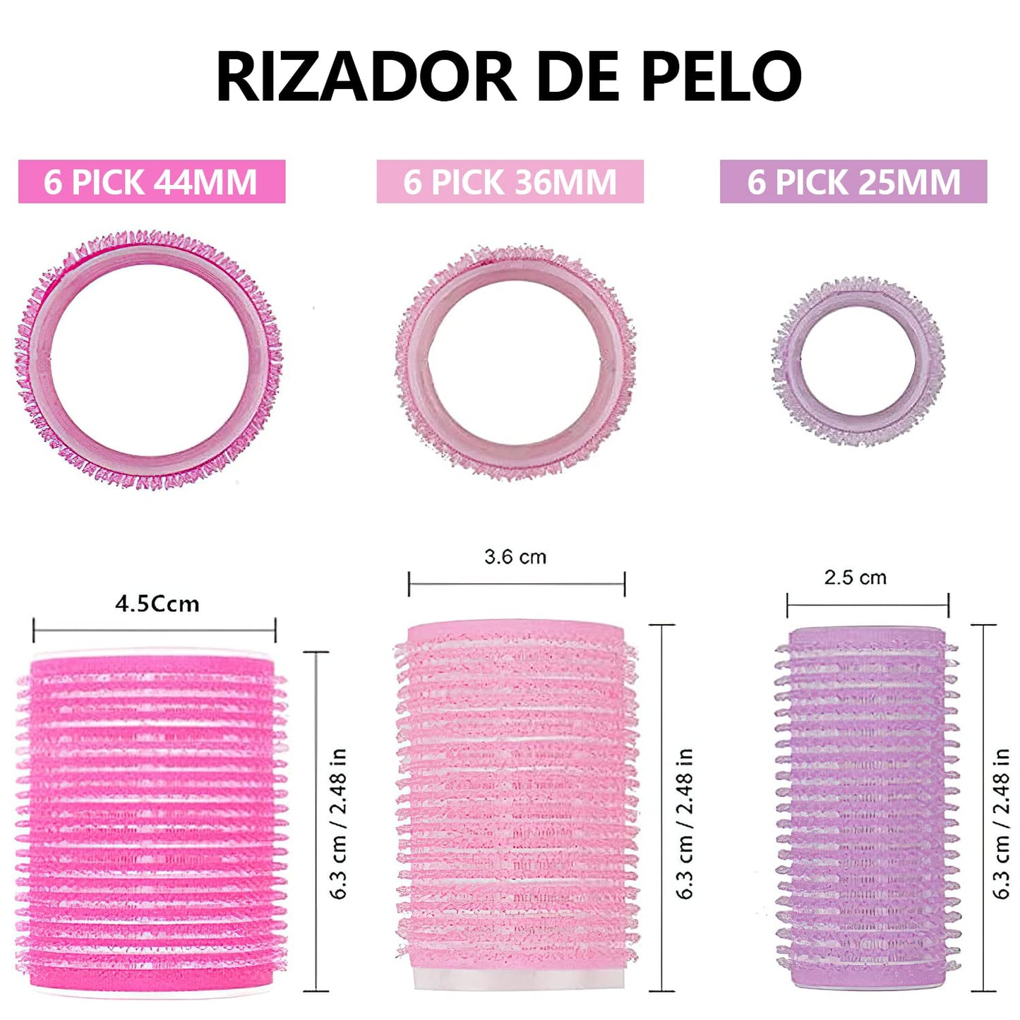 Rulos para Cabello,ZJTZJY Juego de Rodillos de Velcro con Accesorios,Rizador Pelo sin Calor,Rodillos de Velcro-3 Tamaños (33PCS)