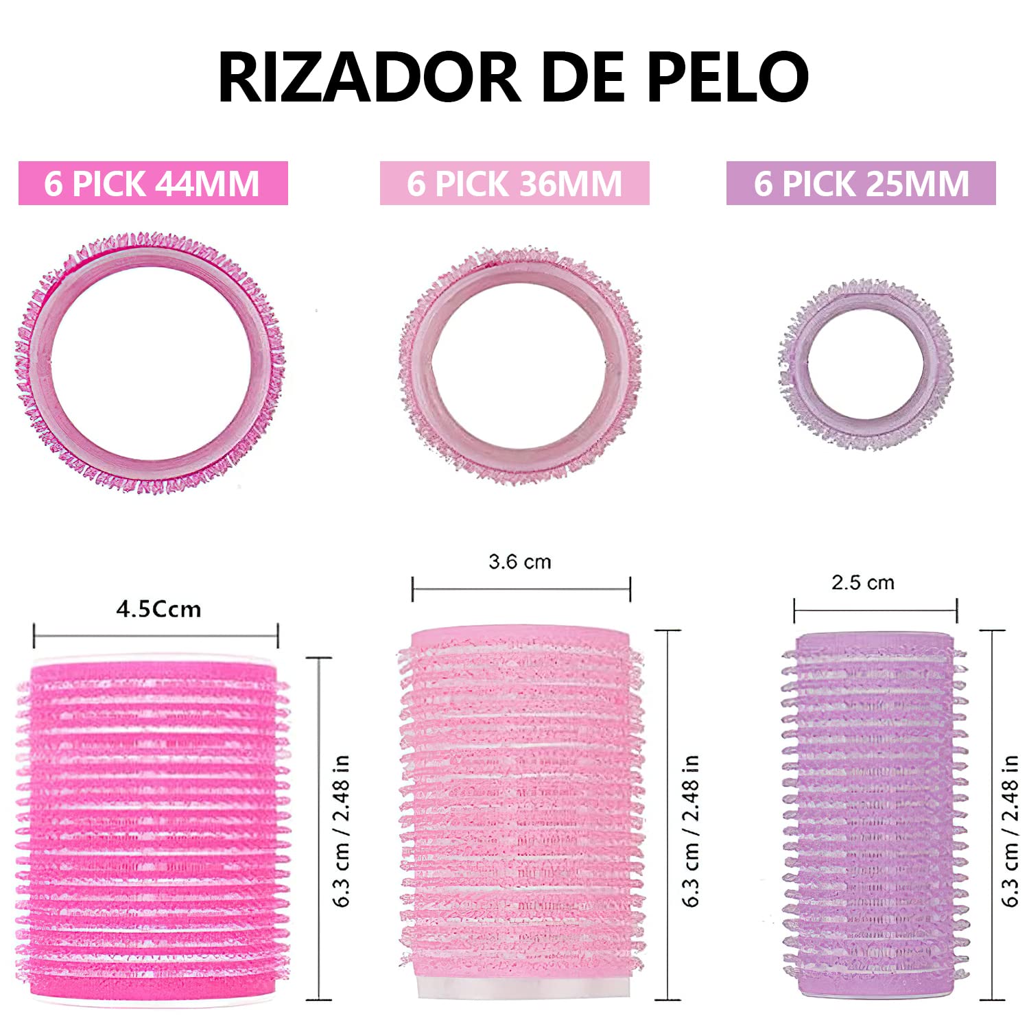 Rulos para Cabello,ZJTZJY Juego de Rodillos de Velcro con Accesorios,Rizador Pelo sin Calor,Rodillos de Velcro-3 Tamaños (33PCS)