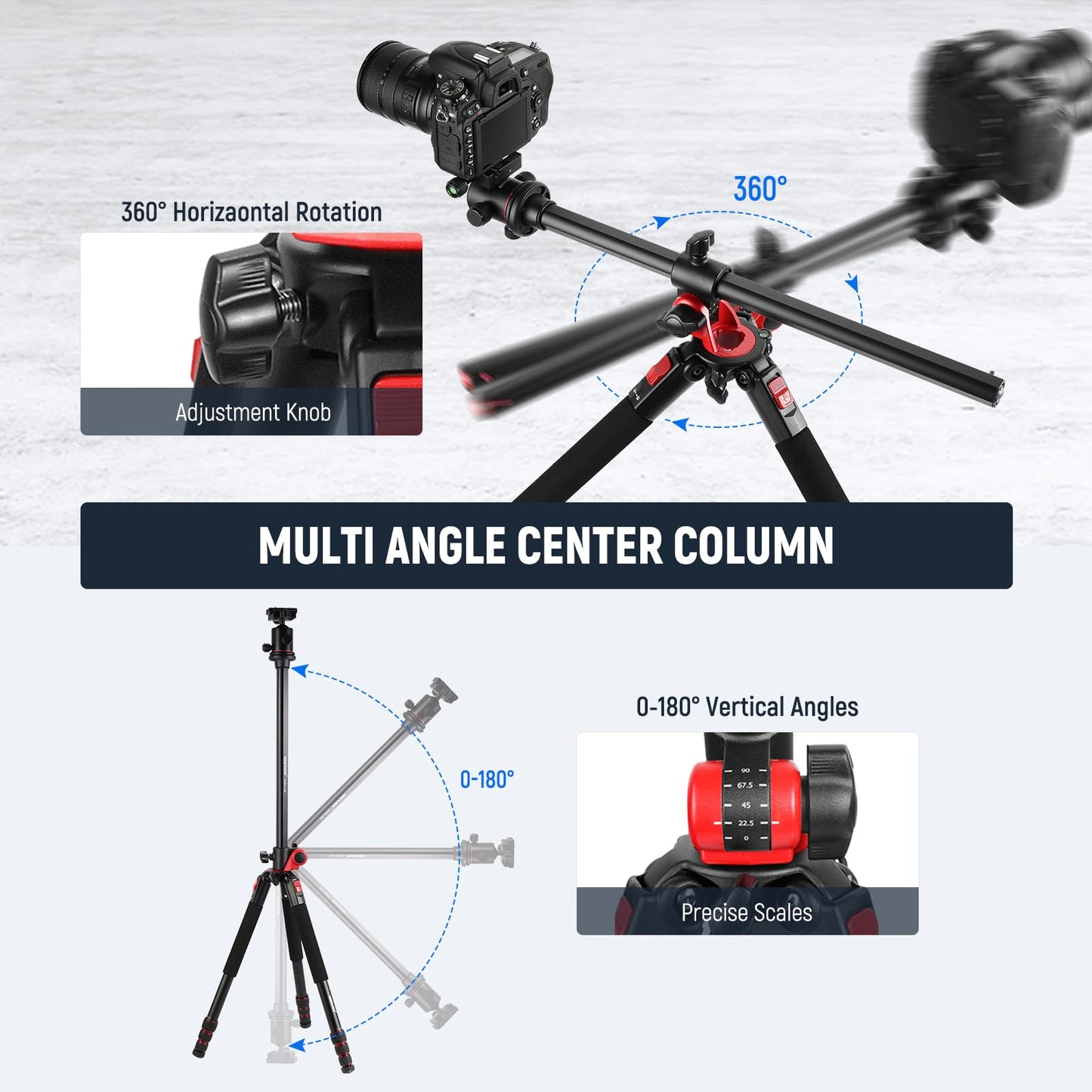 Monopié NEEWER Aluminio 184cm con Rótula y Placa QR Tipo Arca para Cámara Réflex Digital y Videocámara