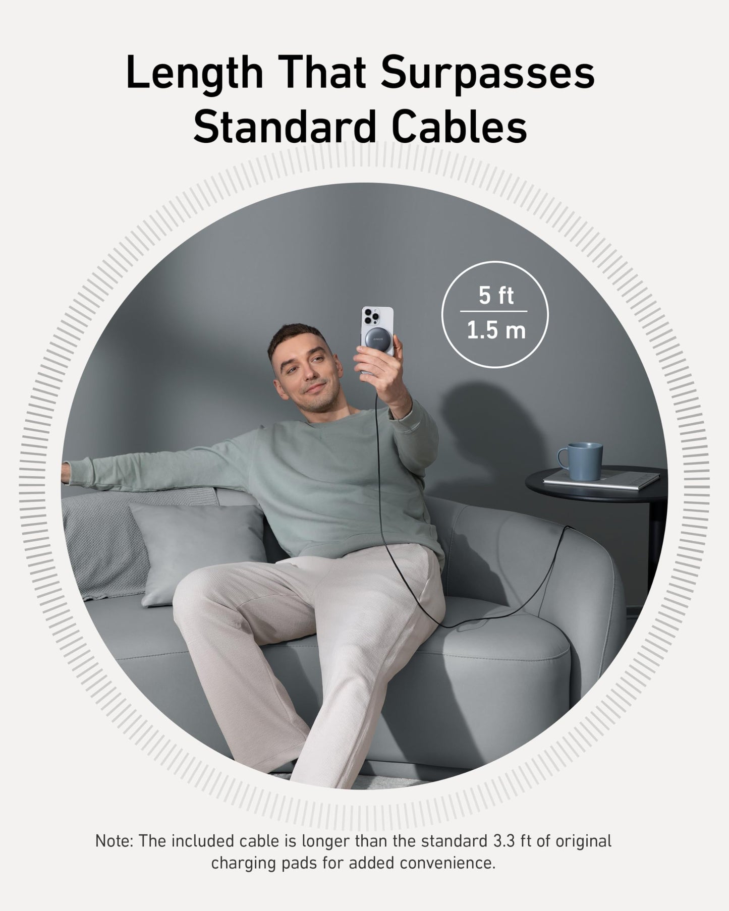 Anker MagGo Cargador Inalámbrico iphone,Base de Carga Inalámbrica y Magnética,Ultrarápida 15W Qi2 Certificado Compatible con MagSafe,para iPhone 15/15 Plus/15 Pro/15 Pro Max/14/13 Series (Sin Enchufe)