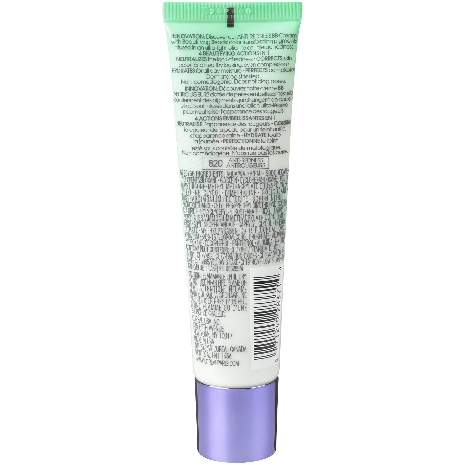 L'Oréal Paris - Maquillaje facial Makeup Magic Skin Beautifier BB Cream, humectante teñido, antirenrojecimiento, verde, paquete de 2