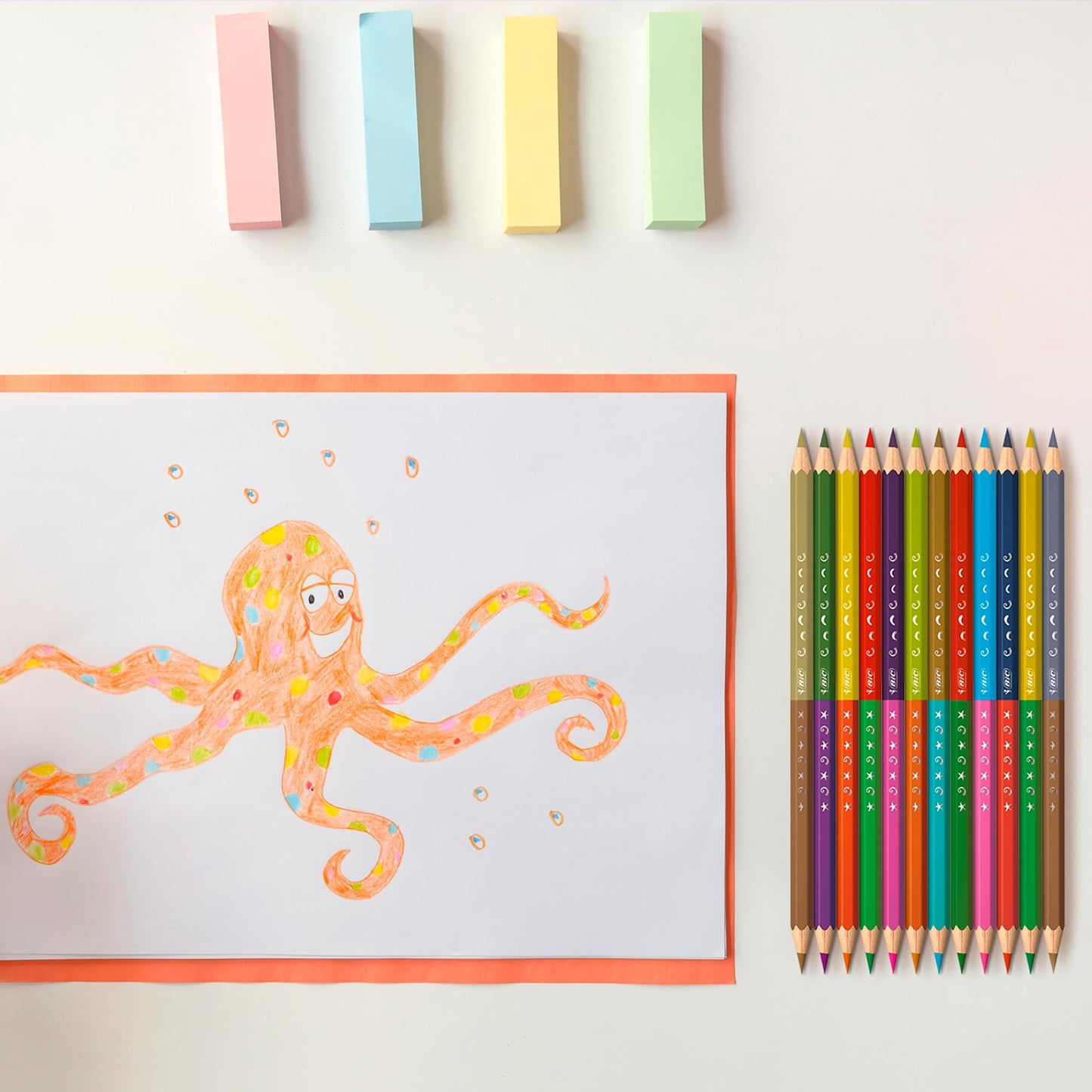 BIC Lápices de Colores Evolution Bicolor Colores Intensos Punta Resistente Madera Surtido de Colores 24 Piezas