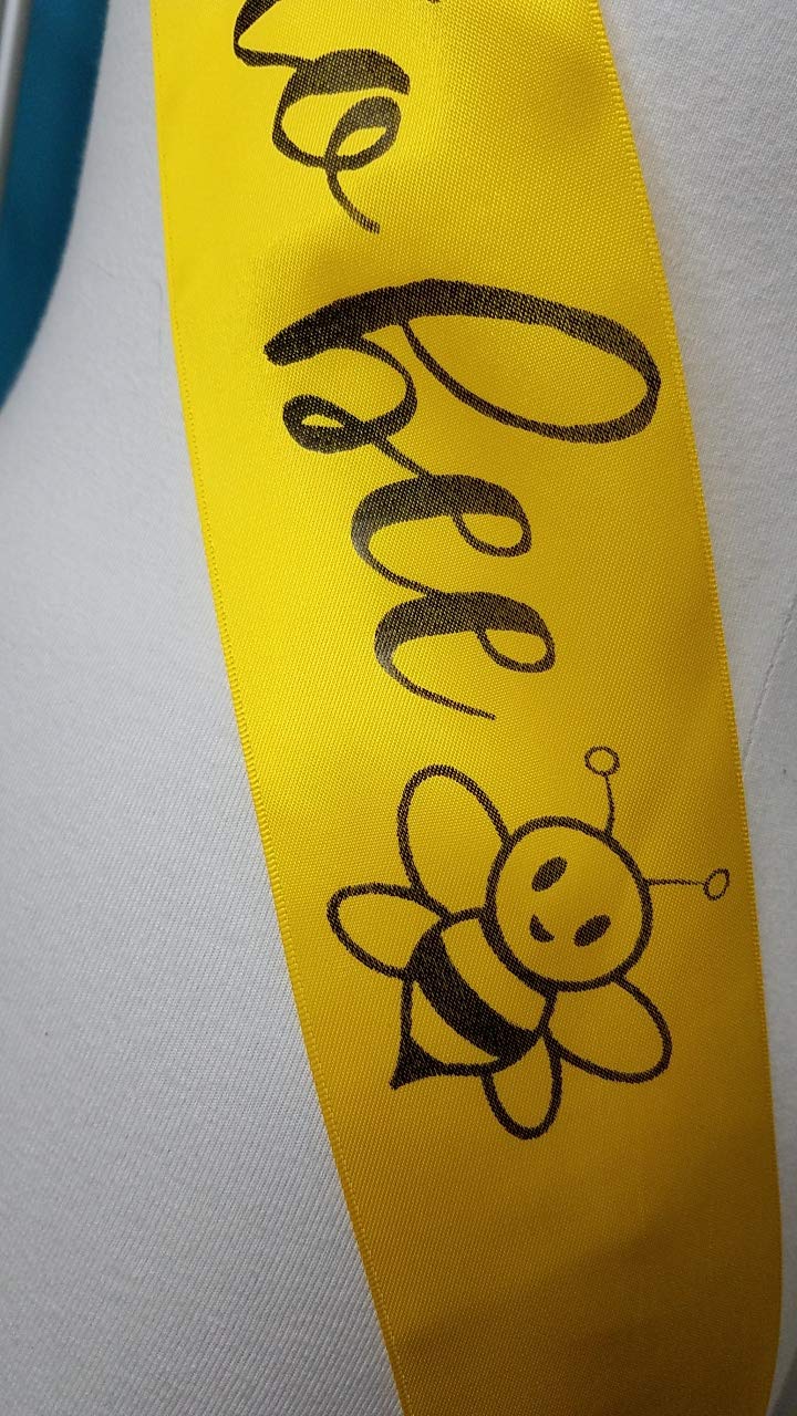 Faja de ducha para mamá a ser abeja, color amarillo y negro con pasador de seguridad ajustable