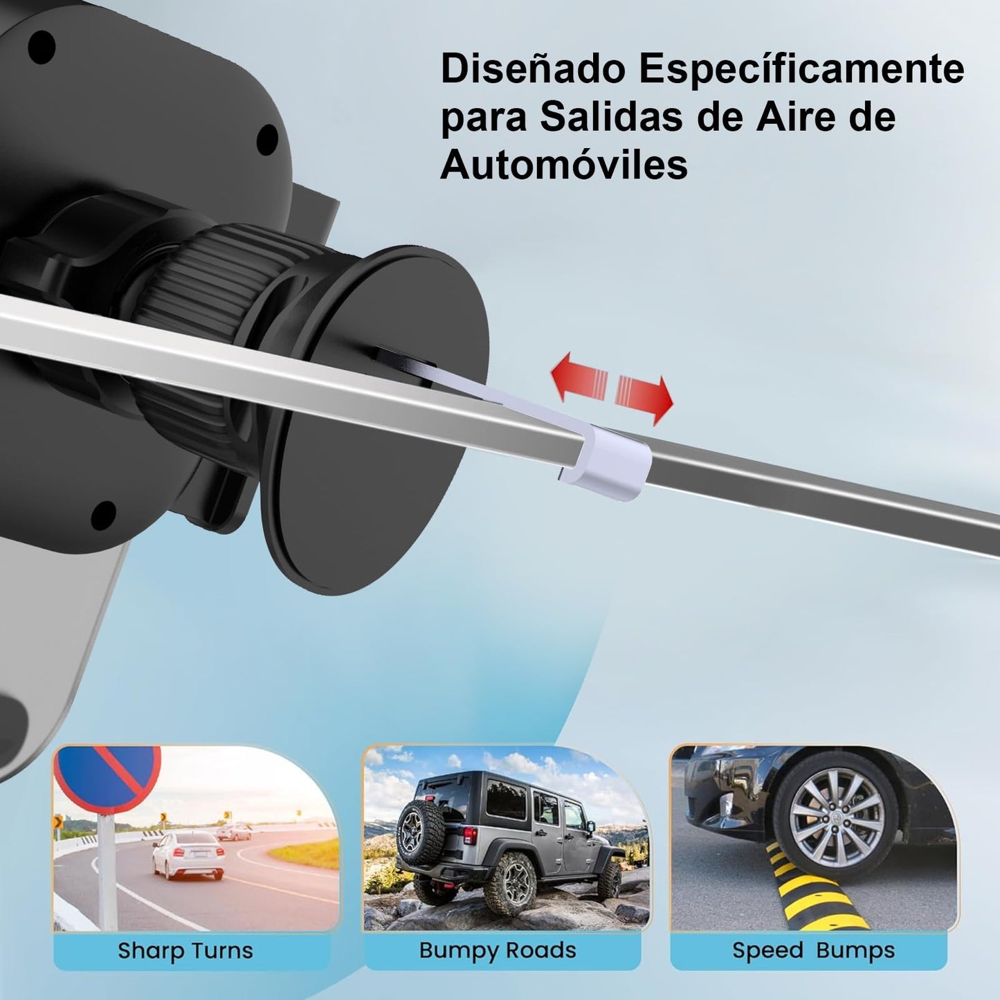 Keakitay Soporte para Celular Automóvil, Porta Celular para Auto con Gancho Metálico, Rotación 360º, Soporte Celular Auto para ventilas del Carro, Universal Todos los Celular de 4.0''-7.2'', Negro