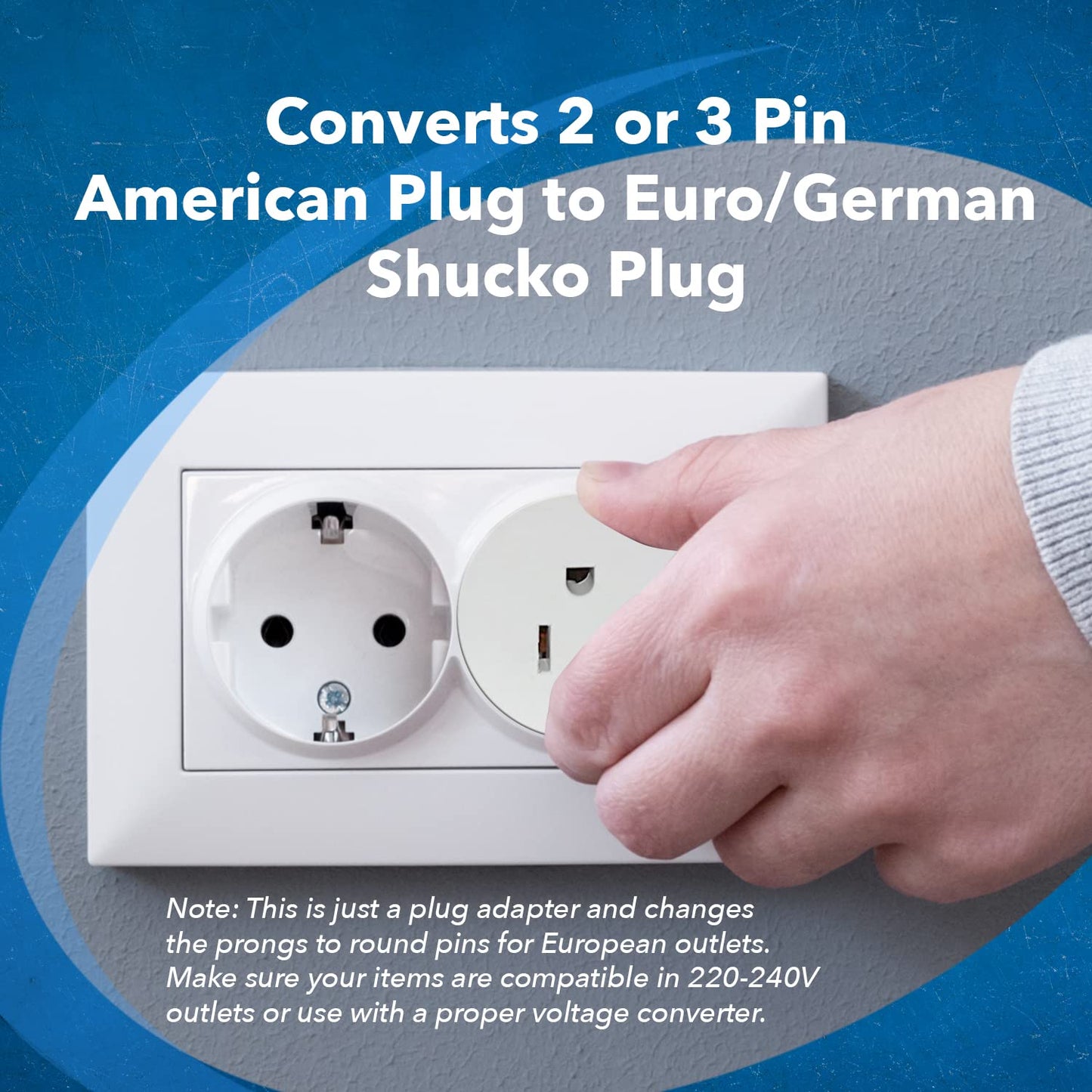 Adaptadores Orei Americano Schuko Europeo Certificado CE Alto Desempeño Empaque de 2