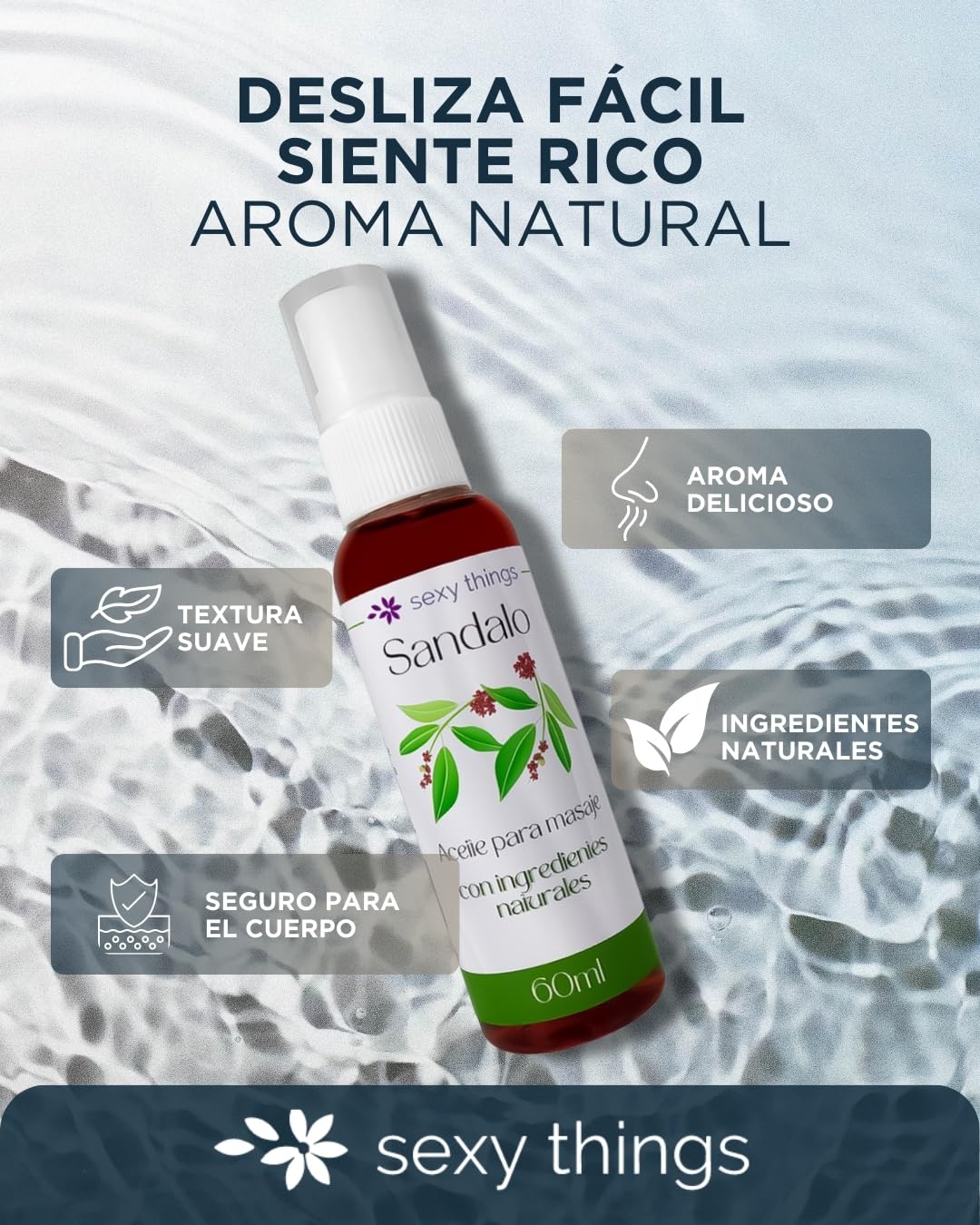 Aceite para Masaje Corporal Sexy Things Sándalo Aromaterapia 60ml