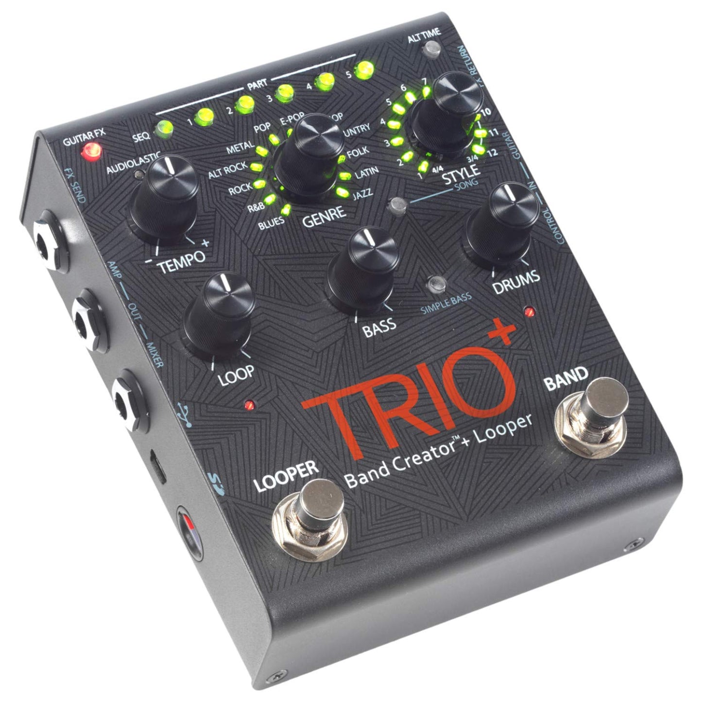 Digitech Trio+ Band Creator + Looper con cables de conexión y fuente de alimentación