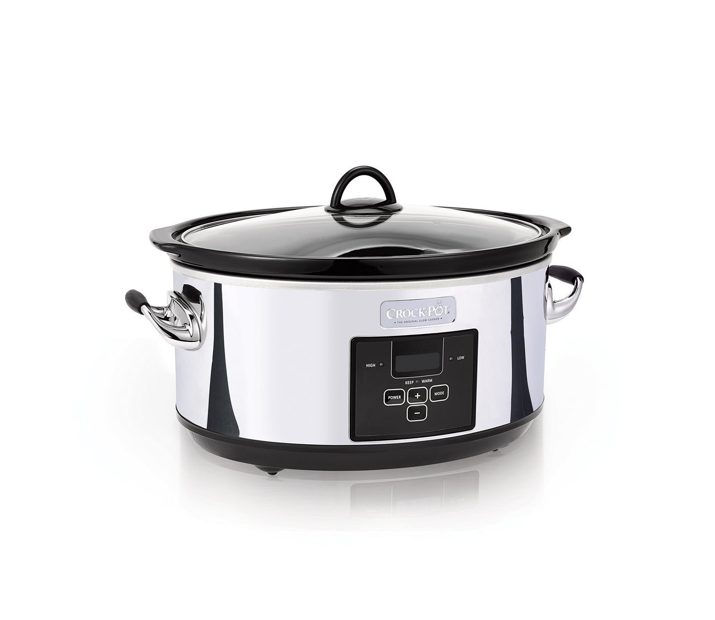 Crock-Pot - Olla de cocción lenta programable de 7 cuartos con temporizador digital, calentador de alimentos, platino pulido, perfecta para comidas diarias y entretenimiento