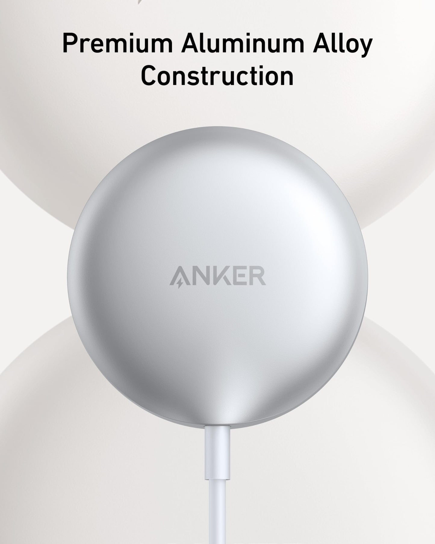 Anker MagGo Cargador Inalámbrico iphone,Base de Carga Inalámbrica y Magnética,Ultrarápida 15W Qi2 Certificado Compatible con MagSafe,para iPhone 15/15 Plus/15 Pro/15 Pro Max/14/13 Series (Sin Enchufe)