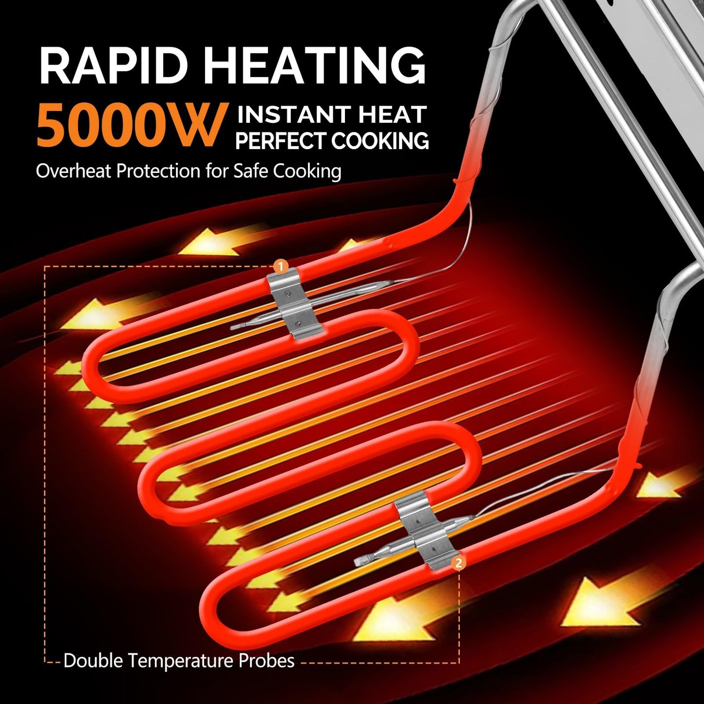 Freidora Eléctrica OLYM STORE Acero Inoxidable 12.7 Cuartos con 2 Cestas y Doble Temperatura Ajustable