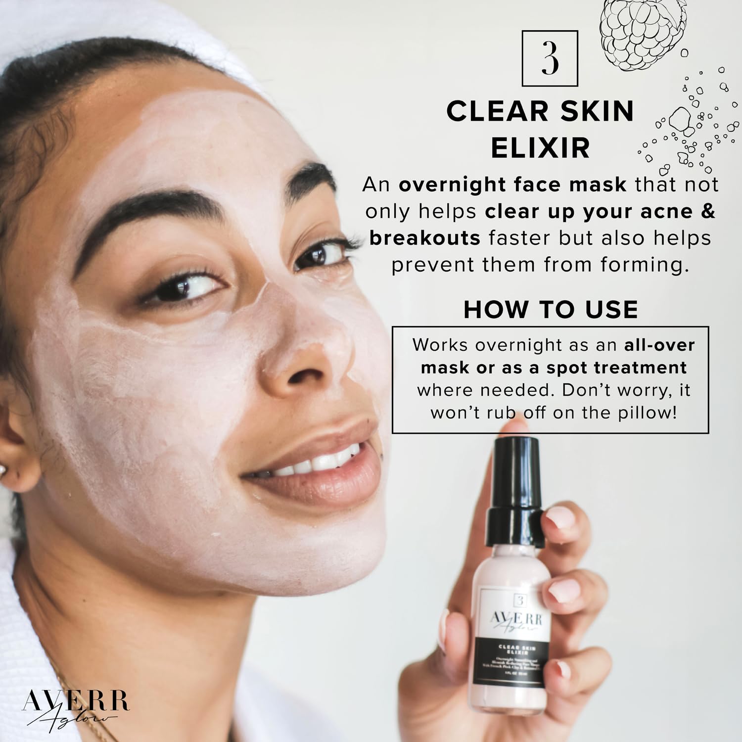 Averr Aglow Clear Skin Kit, Acne Treatment Kit, Face Skin Care, Breakouts Black Spot Remover, Natural Solution 4PC, Control Blemishes & Redness, All Natural Face Care Solution Set