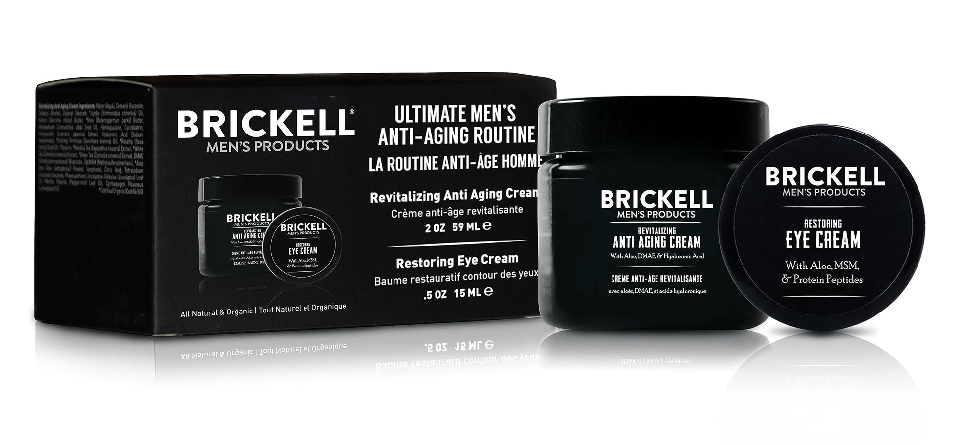 Brickell Men's Ultimate Anti-Aging Routine - Anti-Wrinkle Night Face Cream and Eye Cream to Reduce Puffiness, Wrinkles, Dark Circles, & Under Eye Bags - Natural & Organic